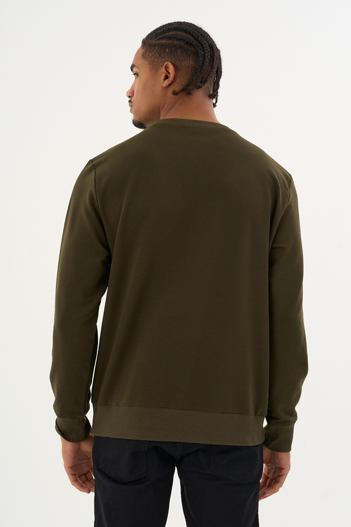 Süperlife Erkek Gri Bisiklet Yaka Ribanalı Regular Fit Sweatshirt spr26swk930