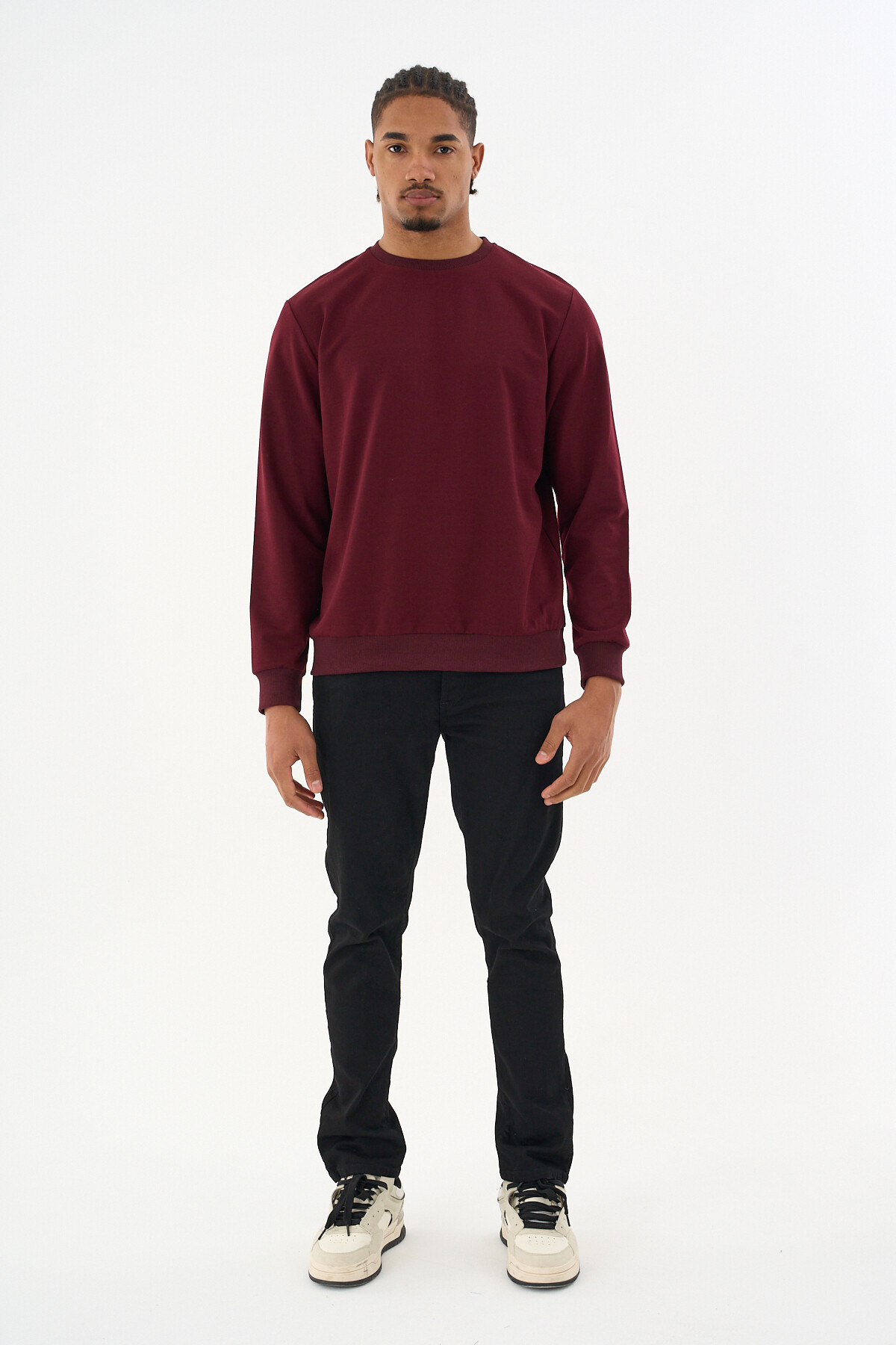 Süperlife Erkek Gri Bisiklet Yaka Ribanalı Regular Fit Sweatshirt spr26swk930