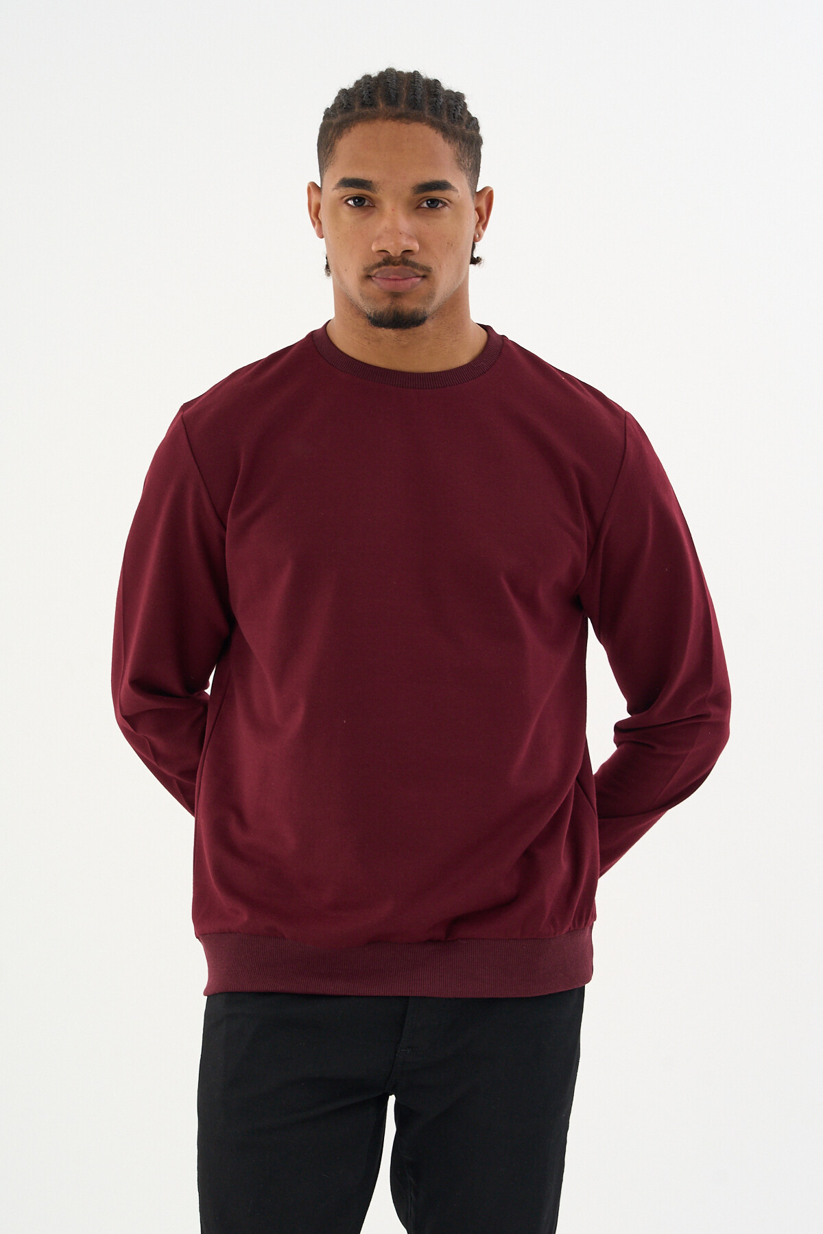 Süperlife Erkek Gri Bisiklet Yaka Ribanalı Regular Fit Sweatshirt spr26swk930