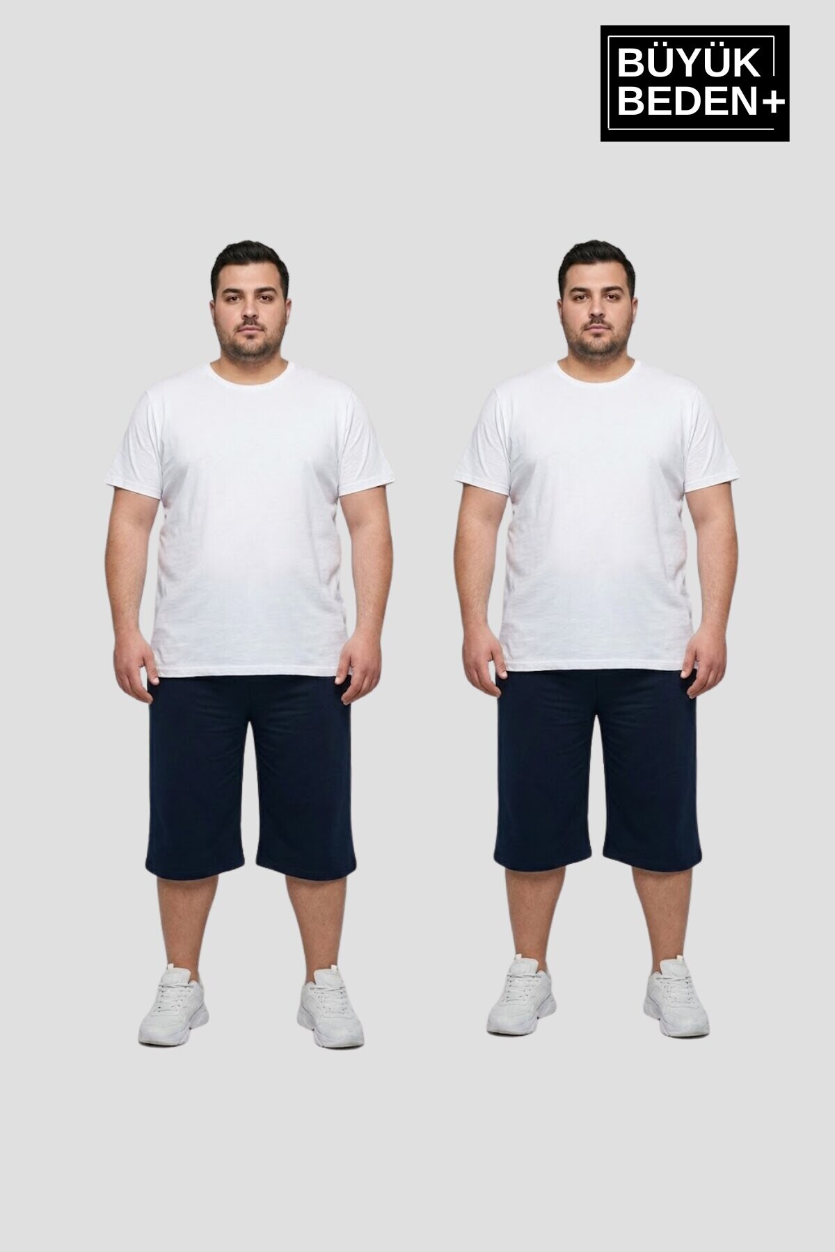 Büyük Beden Erkek 2’li Kapri Şort Rahat Kalıp Seti 3XL-6XL  SPR26BSR591+2