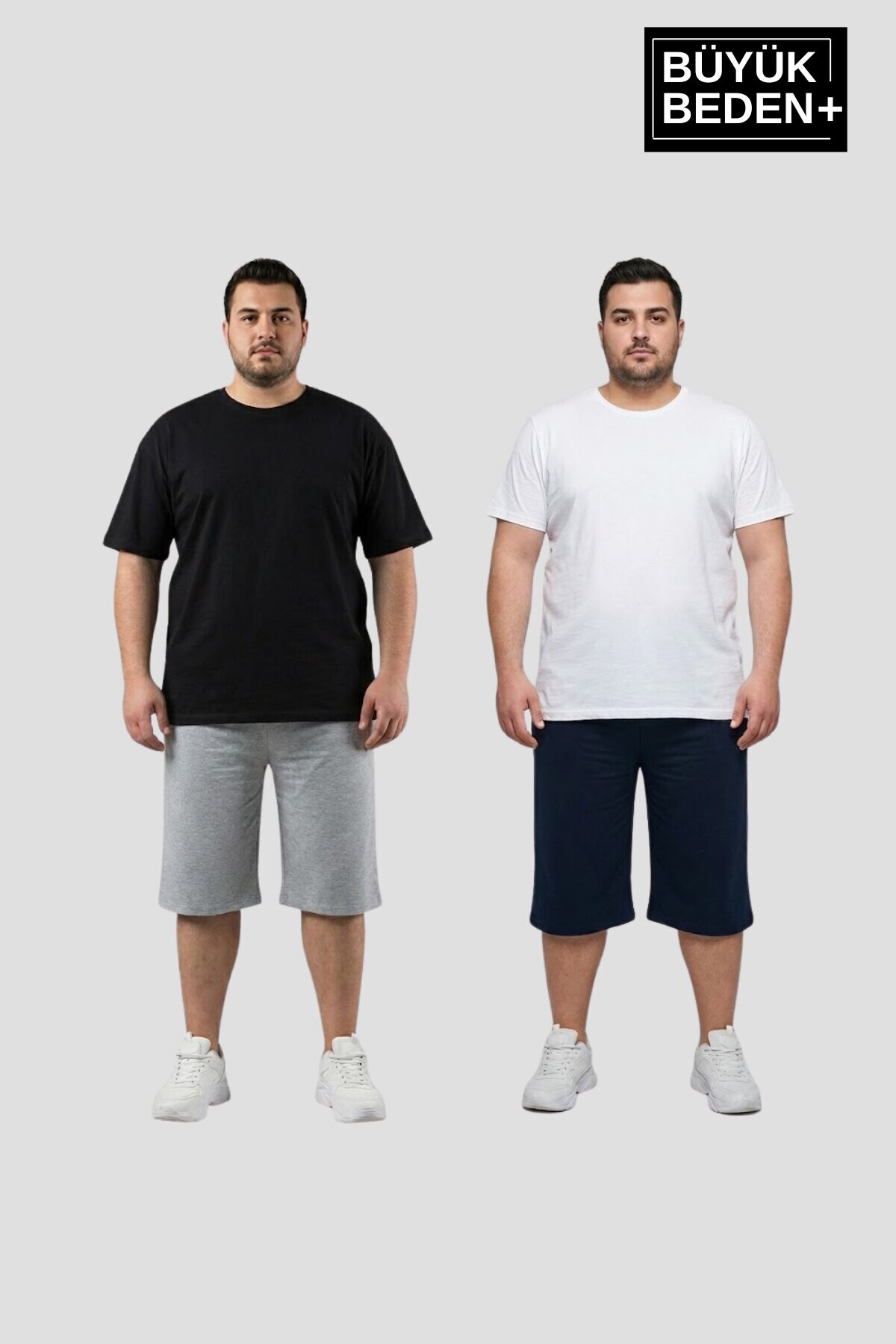 Büyük Beden Erkek 2’li Kapri Şort Rahat Kalıp Seti 3XL-6XL  SPR26BSR591+2