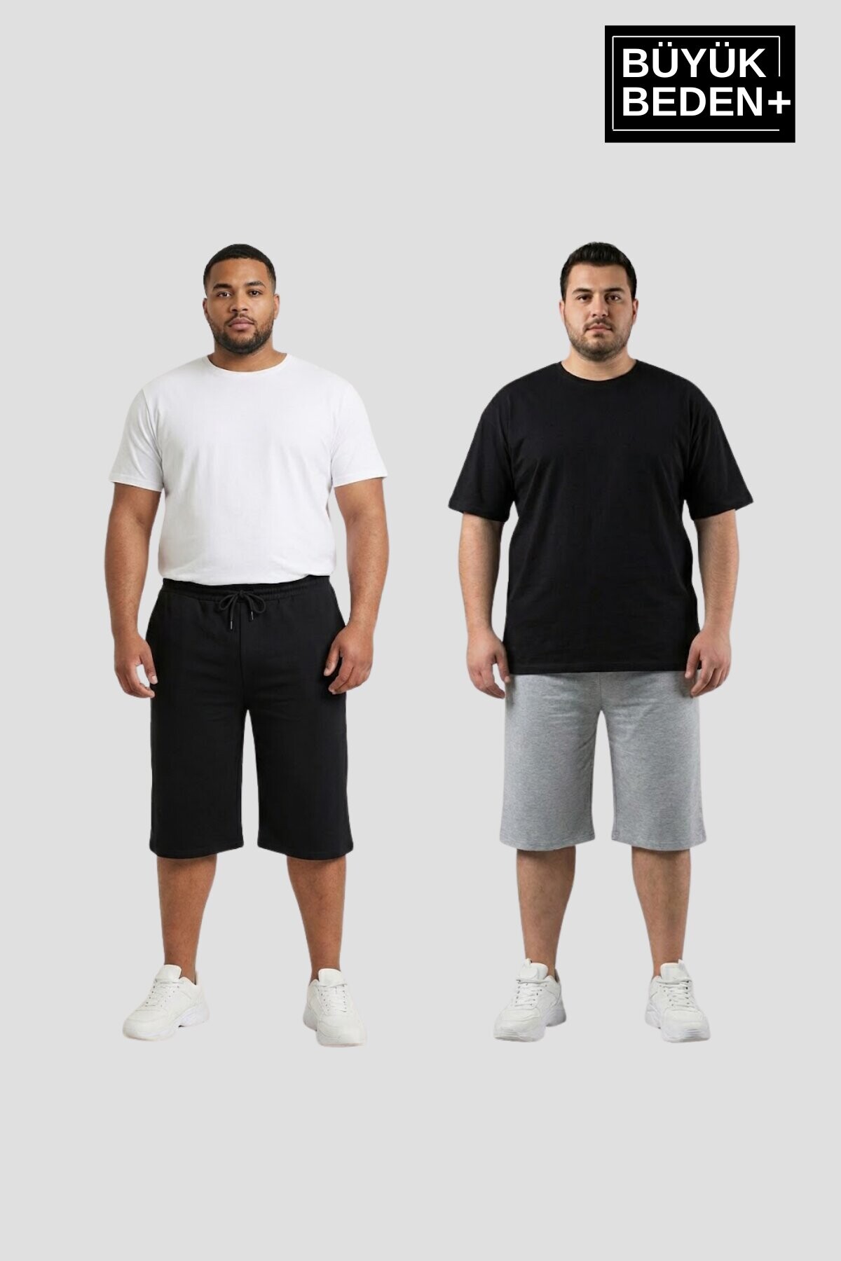 Büyük Beden Erkek 2’li Kapri Şort Rahat Kalıp Seti 3XL-6XL  SPR26BSR591+2