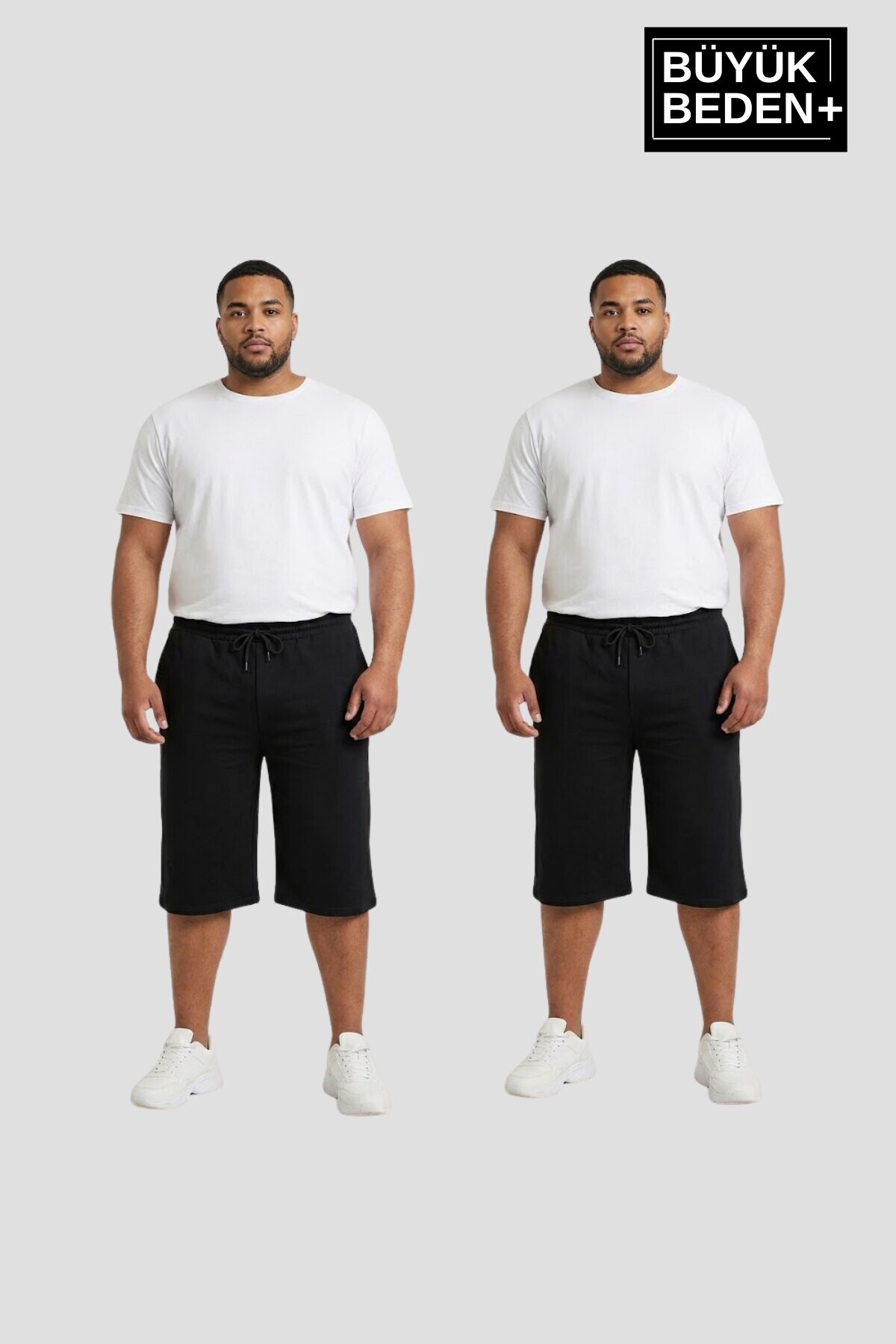 Büyük Beden Erkek 2’li Kapri Şort Rahat Kalıp Seti 3XL-6XL  SPR26BSR591+2