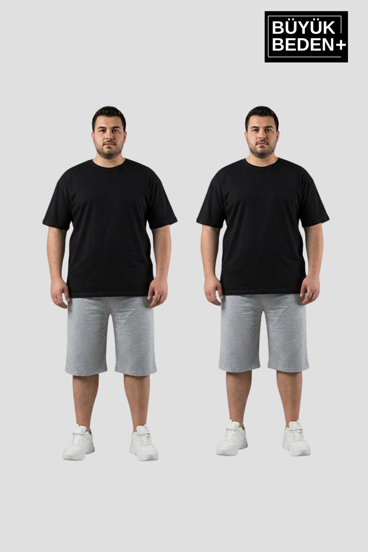 Büyük Beden Erkek 2’li Kapri Şort Rahat Kalıp Seti 3XL-6XL  SPR26BSR591+2
