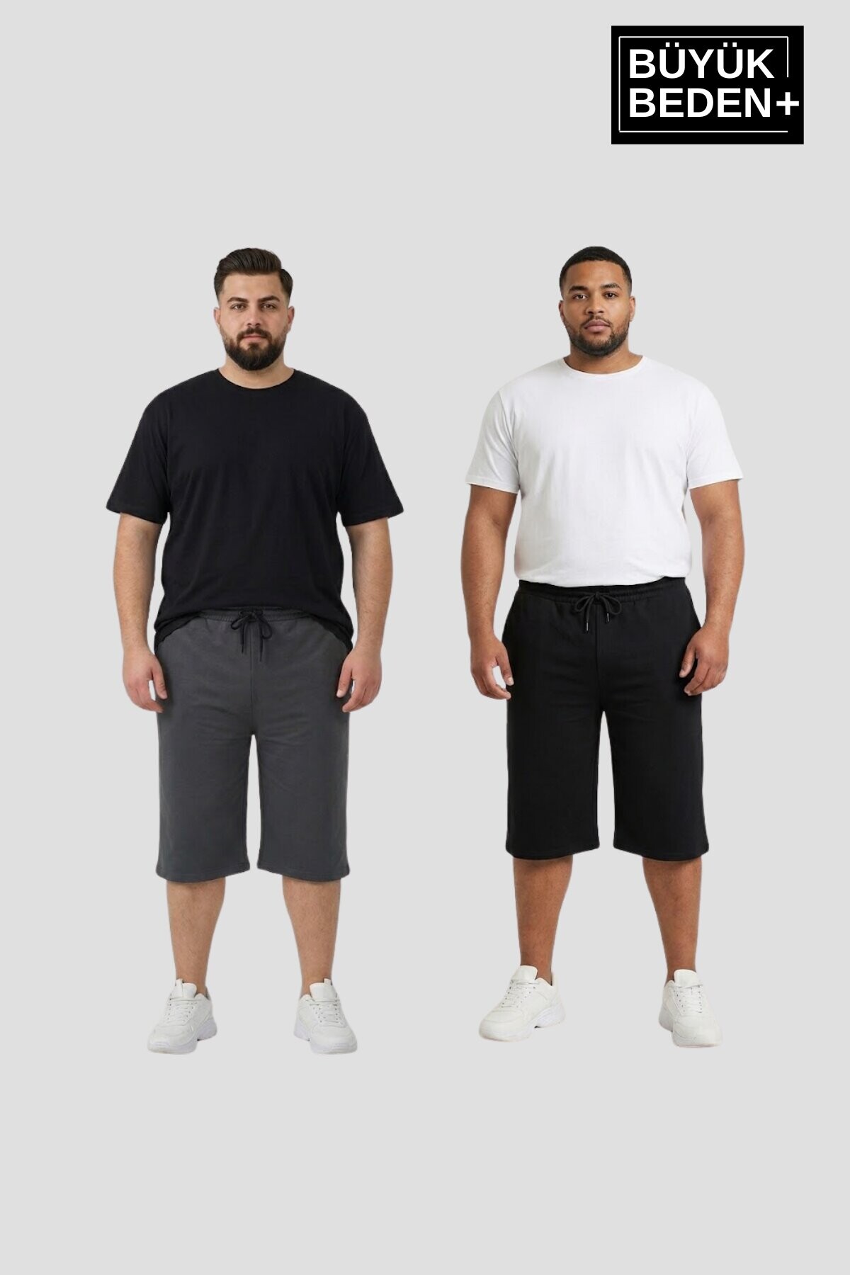 Büyük Beden Erkek 2’li Kapri Şort Rahat Kalıp Seti 3XL-6XL  SPR26BSR591+2