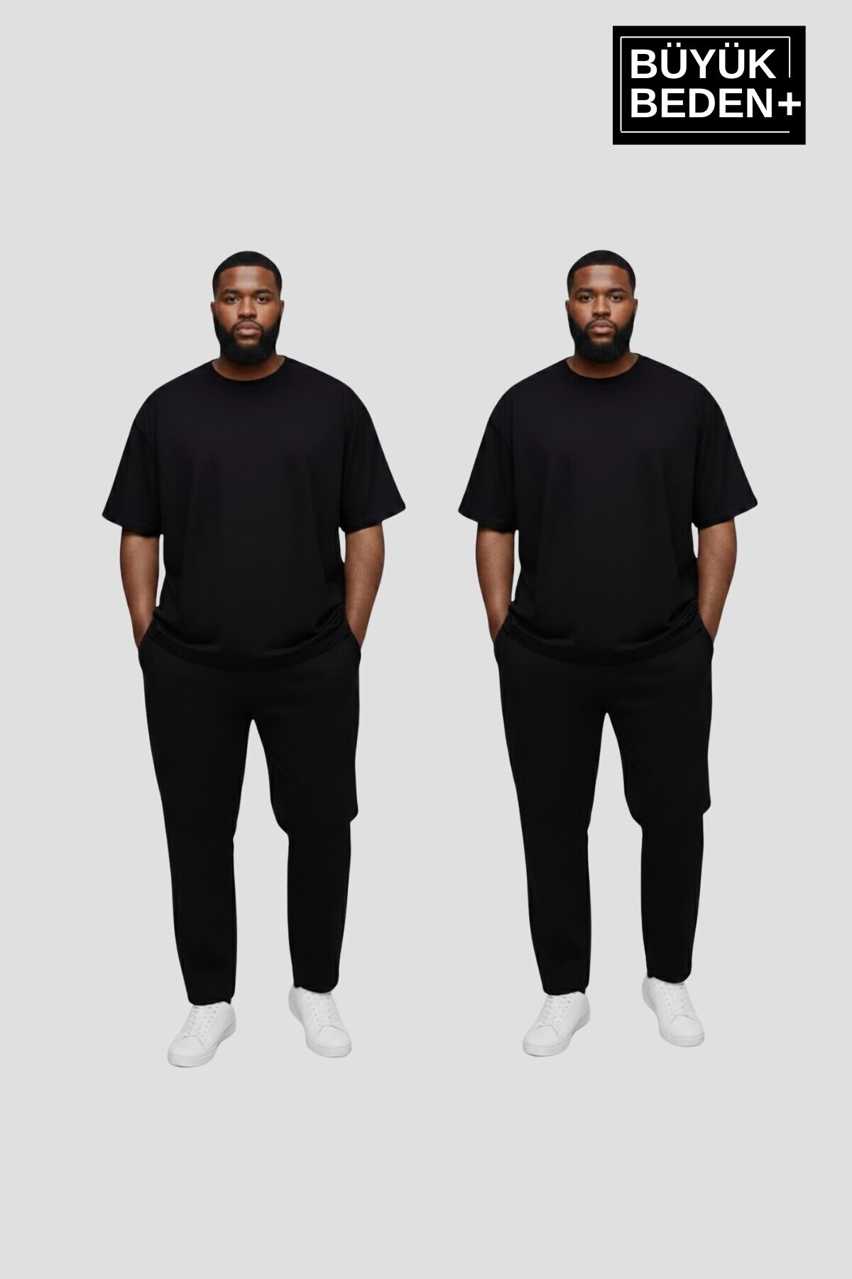 Büyük Beden Erkek Regular Kalıp Basic Bisiklet Yaka 2li Tişört Seti 3XL-6XL SPR26BTS510+2