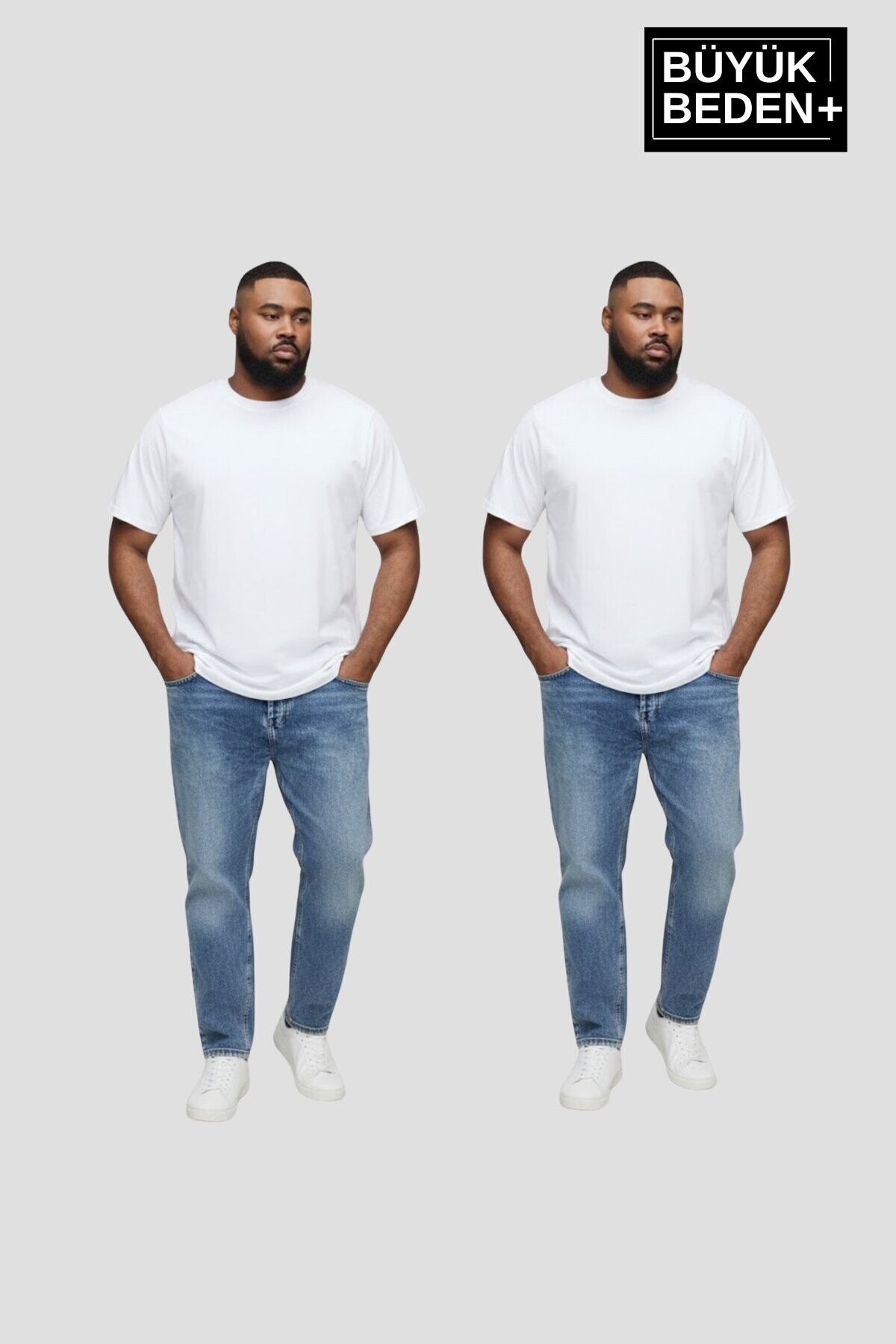 Büyük Beden Erkek Regular Kalıp Basic Bisiklet Yaka 2li Tişört Seti 3XL-6XL SPR26BTS510+2
