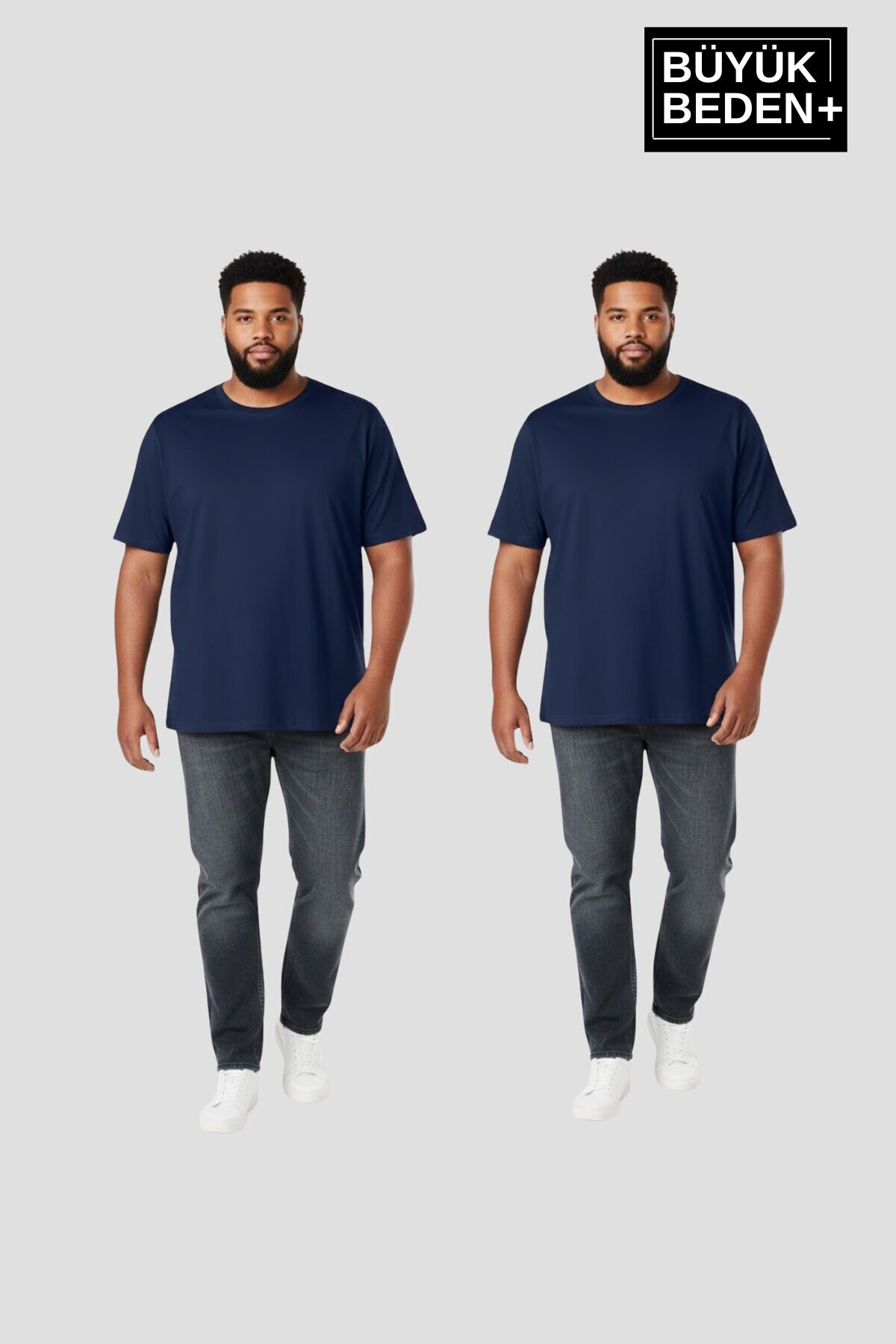 Büyük Beden Erkek Regular Kalıp Basic Bisiklet Yaka 2li Tişört Seti 3XL-6XL SPR26BTS510+2