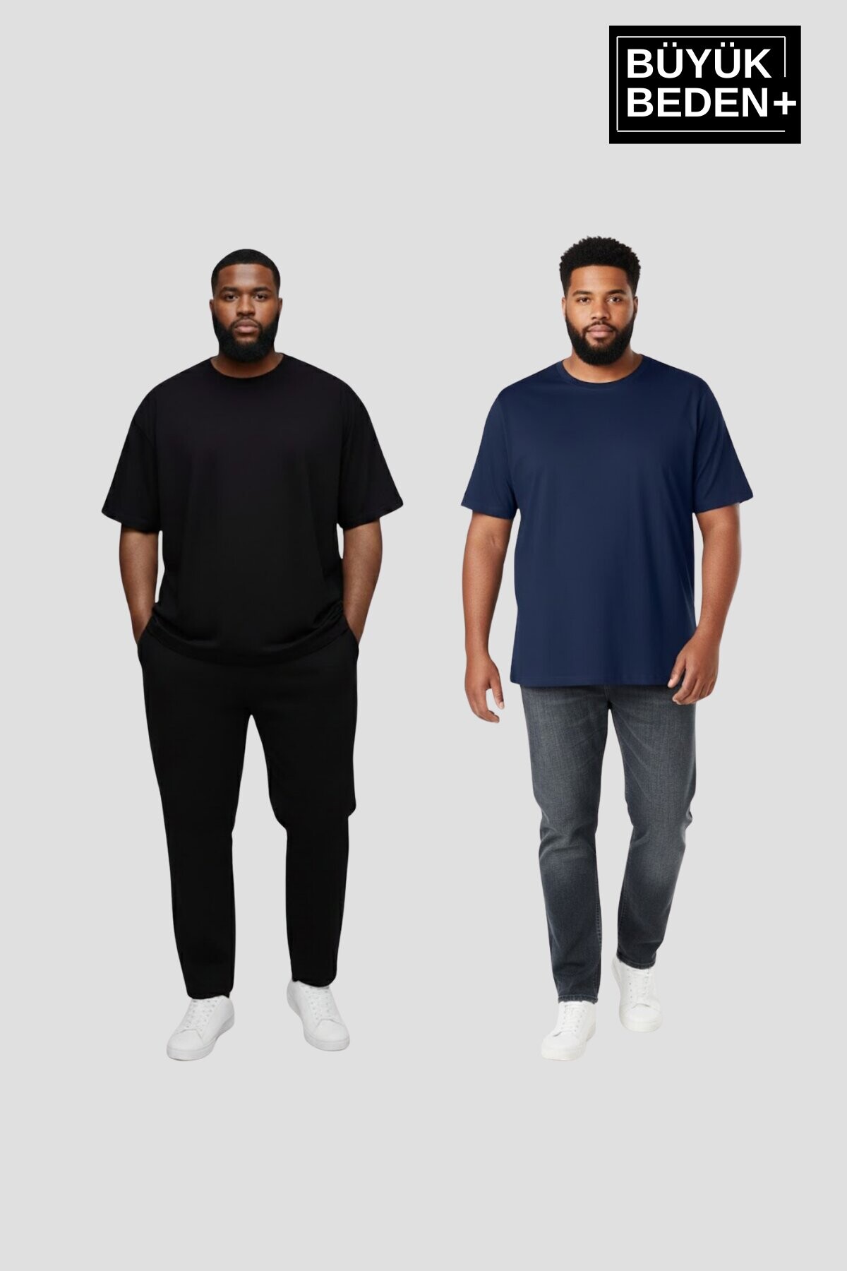 Büyük Beden Erkek Regular Kalıp Basic Bisiklet Yaka 2li Tişört Seti 3XL-6XL SPR26BTS510+2
