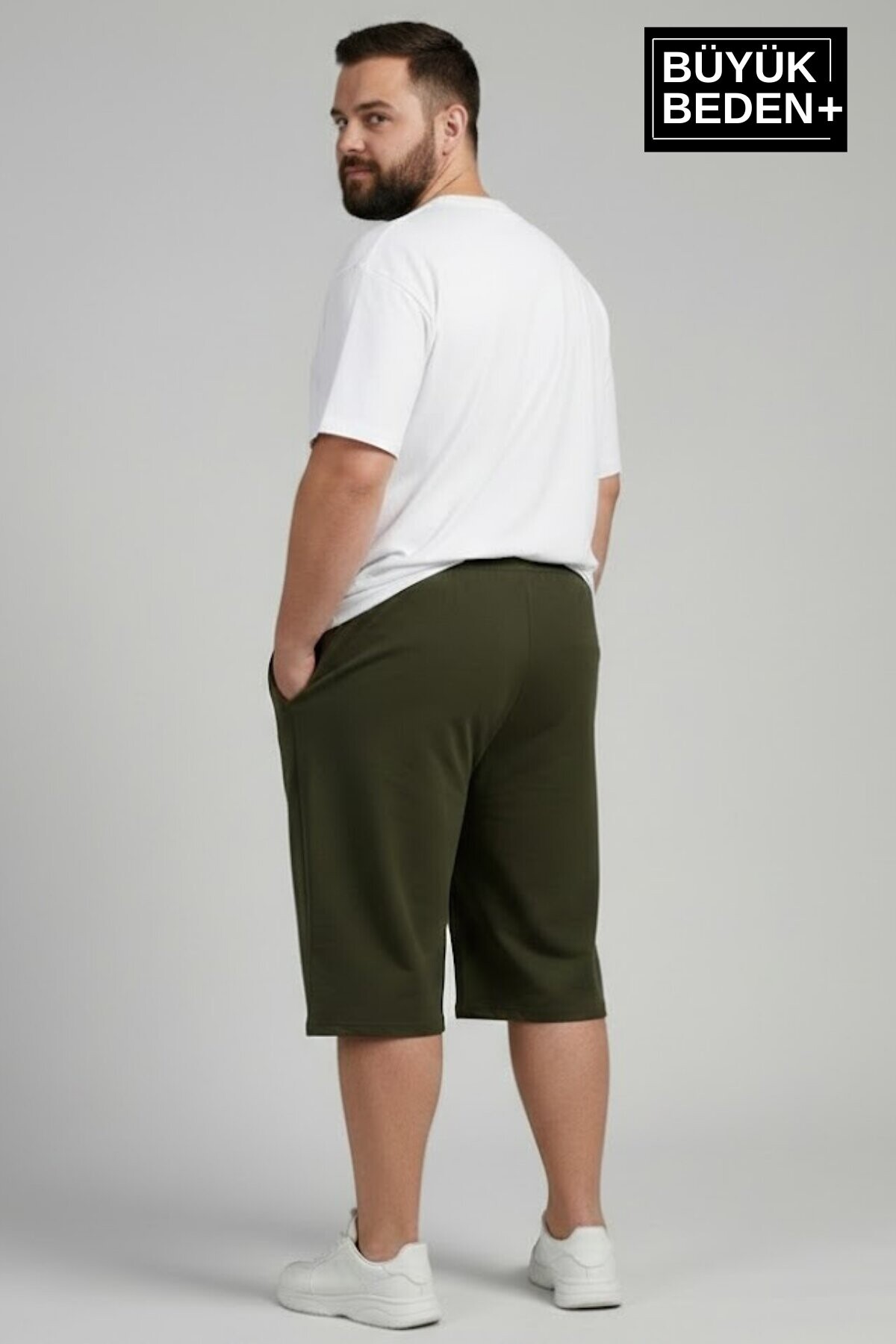 Büyük Beden Erkek Kapri Şort Brooklyn Baskılı Rahat Kalıp 3XL-6XL SPR26BSR591-02