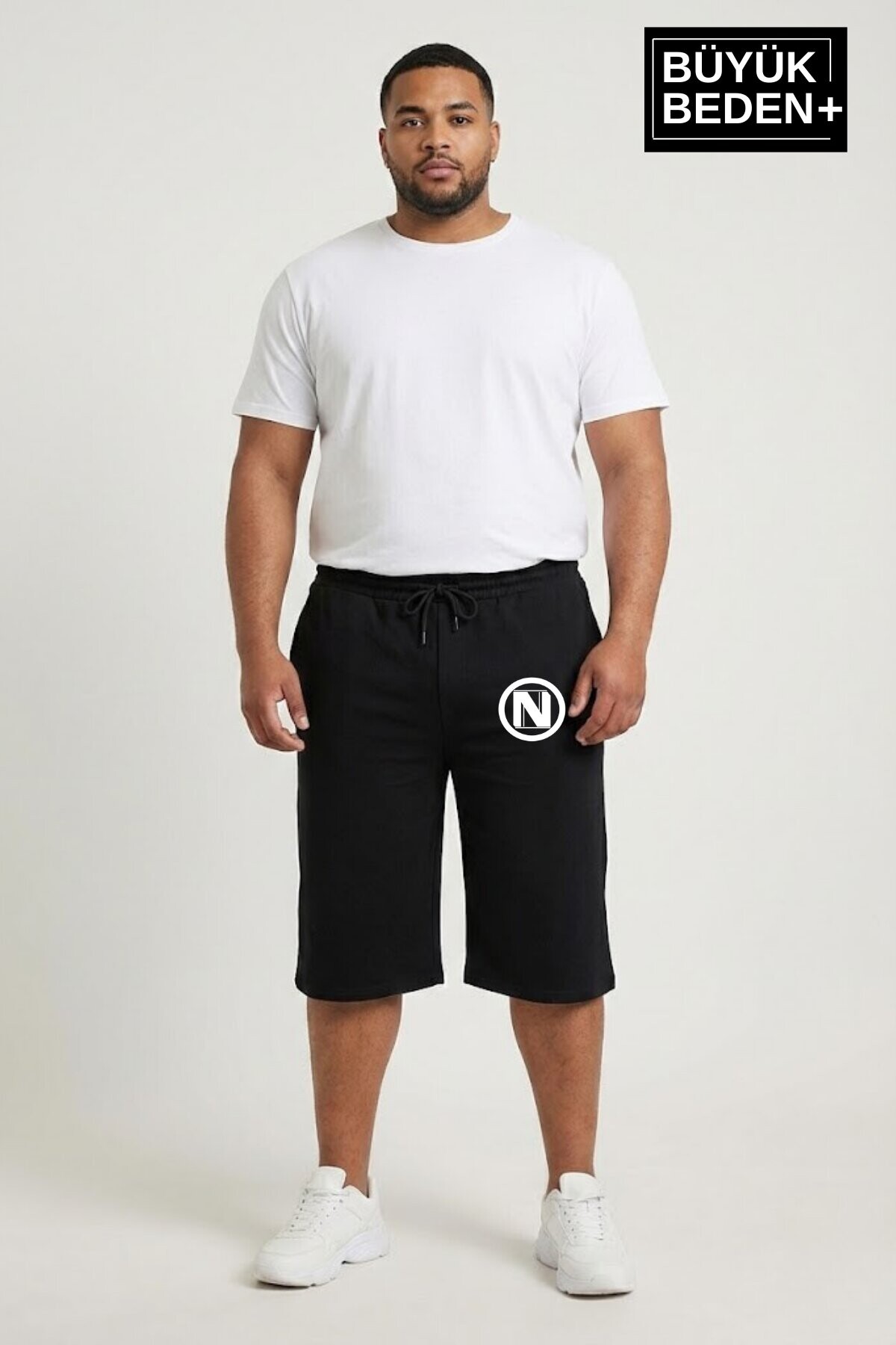 Büyük Beden Erkek N Baskılı Şort Rahat Kalıp Basic Penye 3XL-6XL SPR26BSR591-19