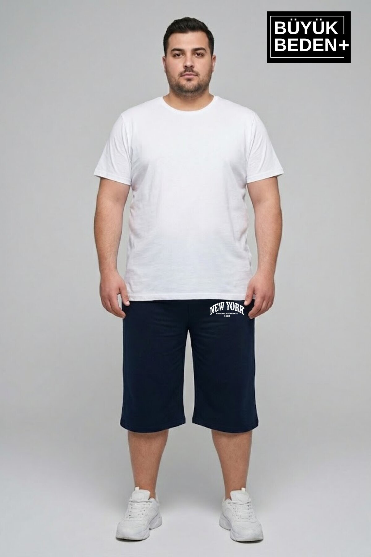 Büyük Beden Erkek Şort New York Baskılı Rahat Kalıp 3XL-6XL SPR26BSR591-05