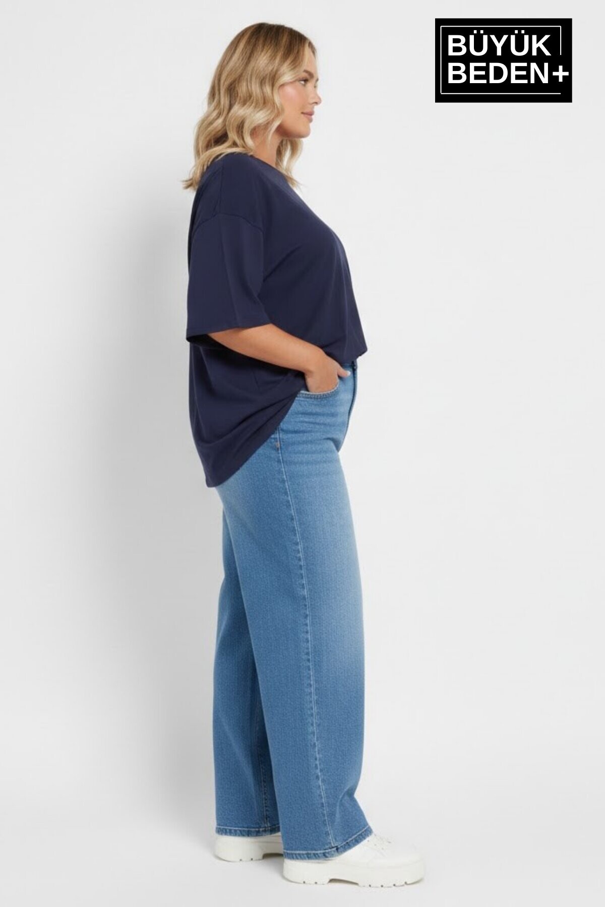 Büyük Beden Kadın Basic 3XL-6XL Bisiklet Yaka 3lü Tişört Seti SPR26BTSK510+3
