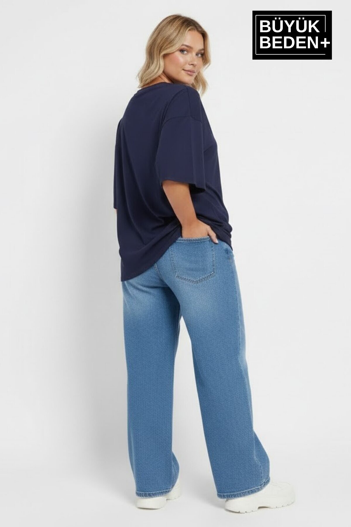 Büyük Beden Kadın Basic 3XL-6XL Bisiklet Yaka 3lü Tişört Seti SPR26BTSK510+3