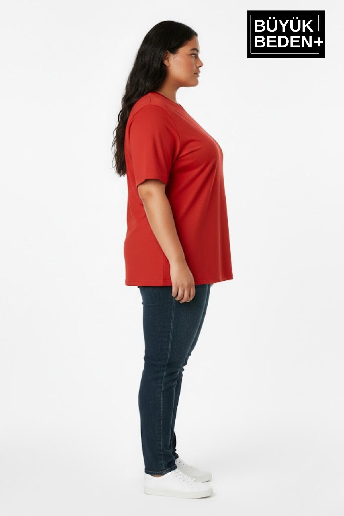 Büyük Beden Kadın Basic Tişört – Pamuklu Düz T-Shirt 3XL-6XL SPR26BTSK510