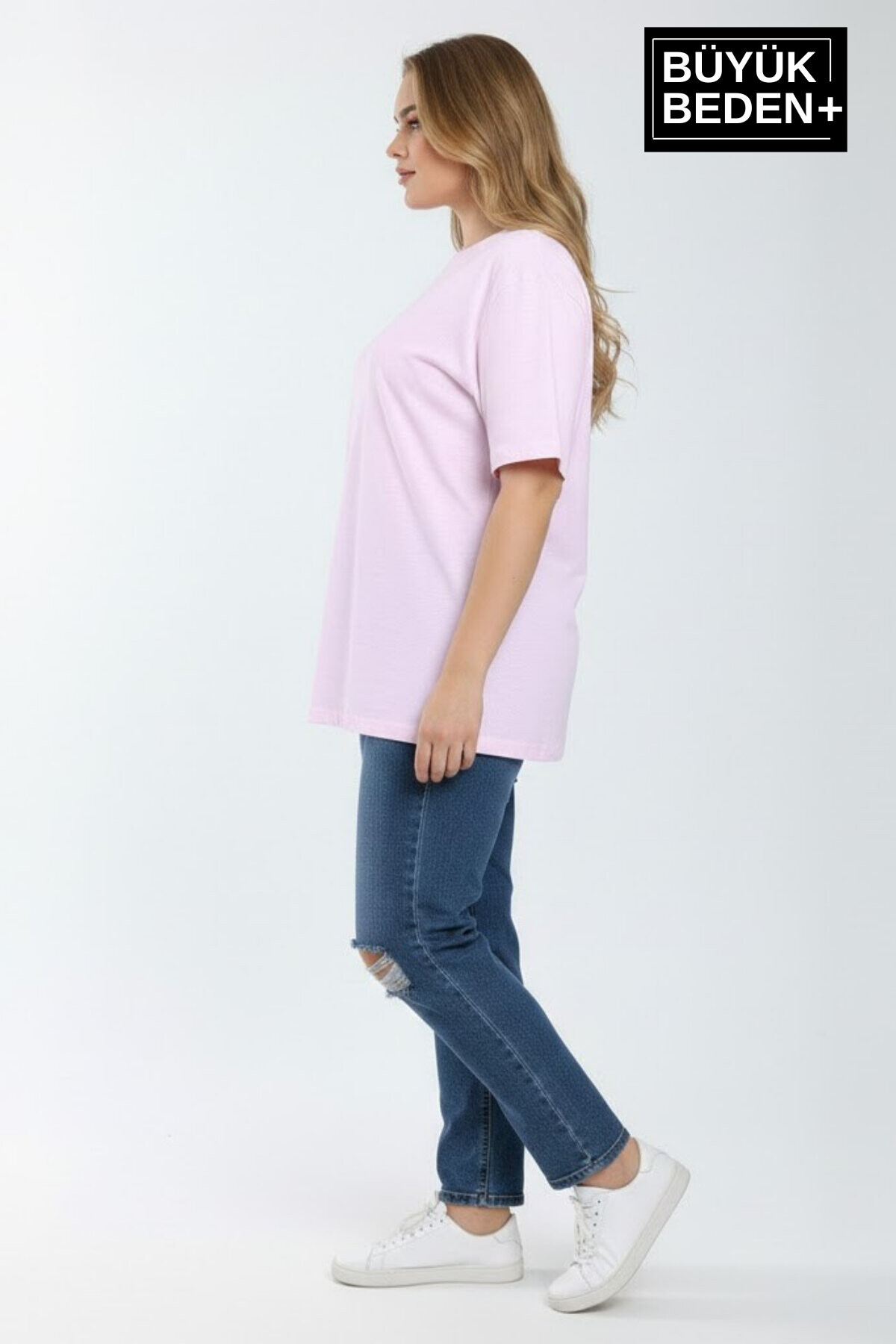 Büyük Beden Kadın Basic Tişört – Pamuklu Düz T-Shirt 3XL-6XL SPR26BTSK510