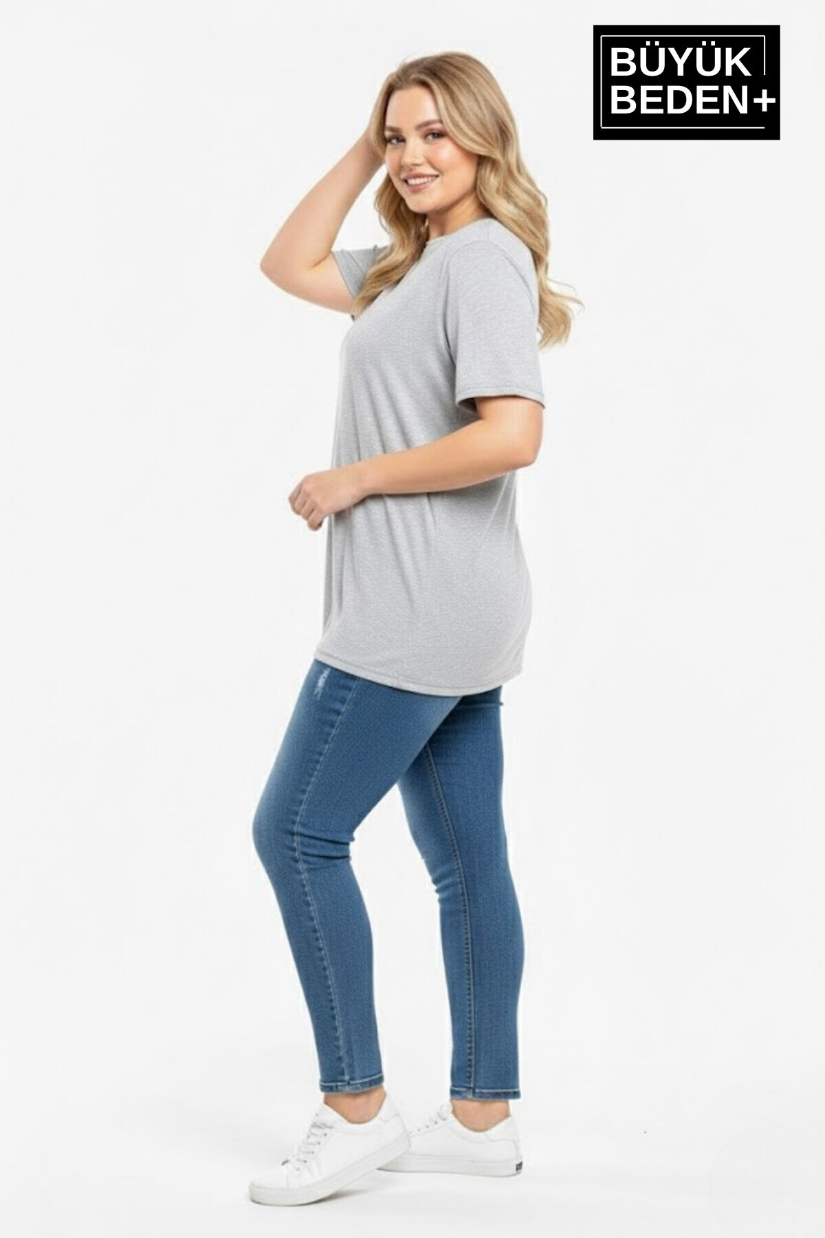 Büyük Beden Kadın Basic Tişört – Pamuklu Düz T-Shirt 3XL-6XL SPR26BTSK510