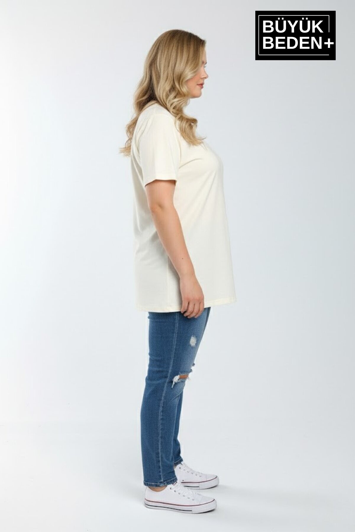 Büyük Beden Kadın Basic Tişört – Pamuklu Düz T-Shirt 3XL-6XL SPR26BTSK510