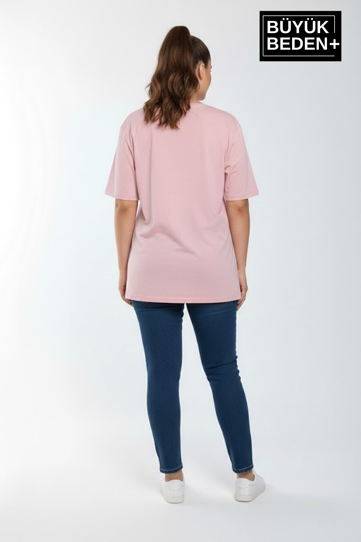 Büyük Beden Kadın Basic Tişört – Pamuklu Düz T-Shirt 3XL-6XL SPR26BTSK510