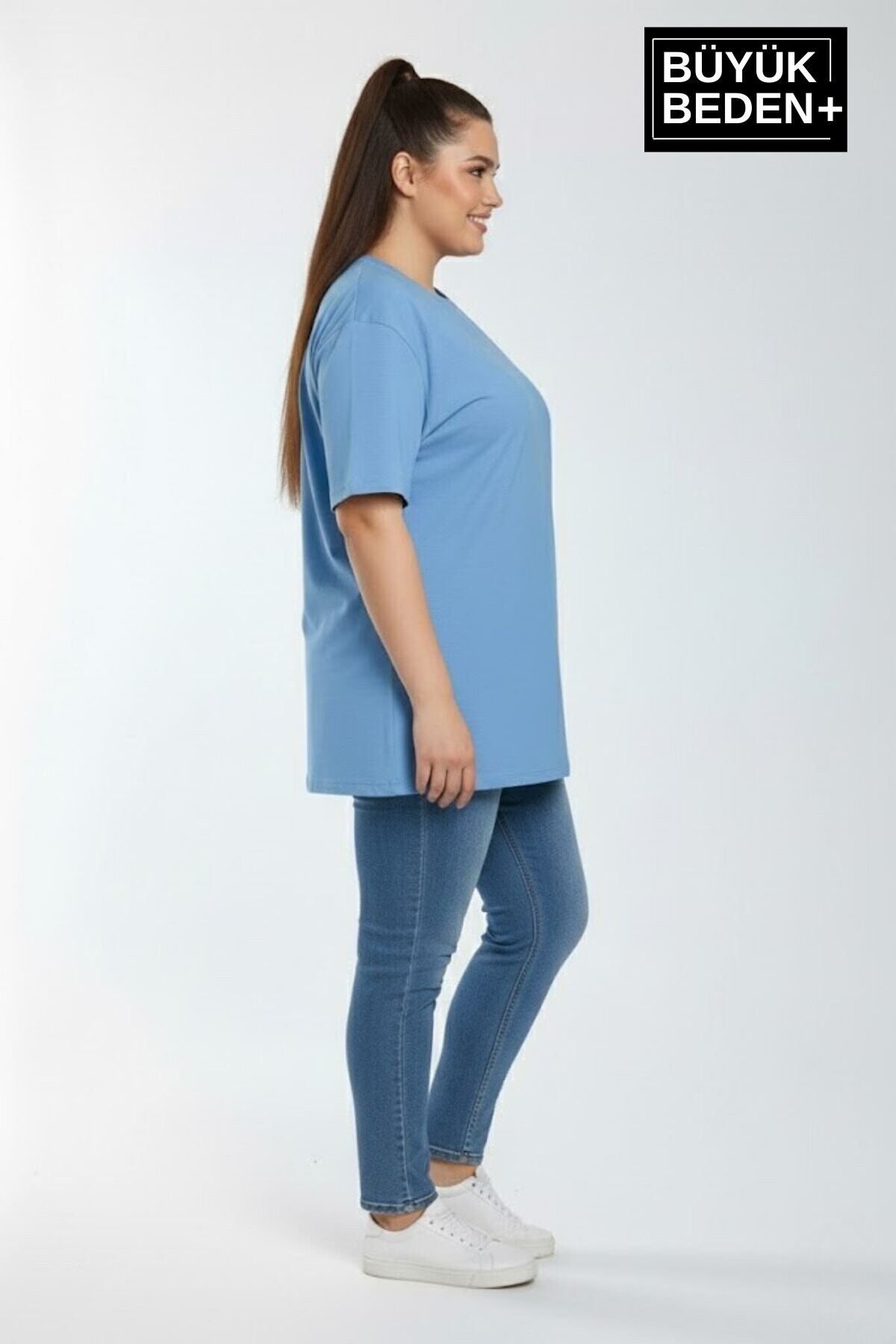 Büyük Beden Kadın Basic Tişört – Pamuklu Düz T-Shirt 3XL-6XL SPR26BTSK510