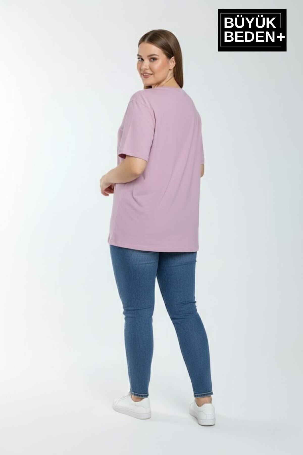 Büyük Beden Kadın Basic Tişört – Pamuklu Düz T-Shirt 3XL-6XL SPR26BTSK510