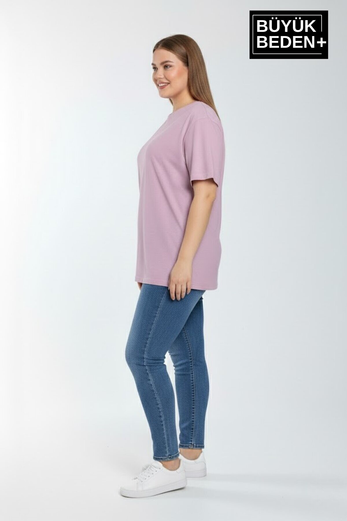 Büyük Beden Kadın Basic Tişört – Pamuklu Düz T-Shirt 3XL-6XL SPR26BTSK510