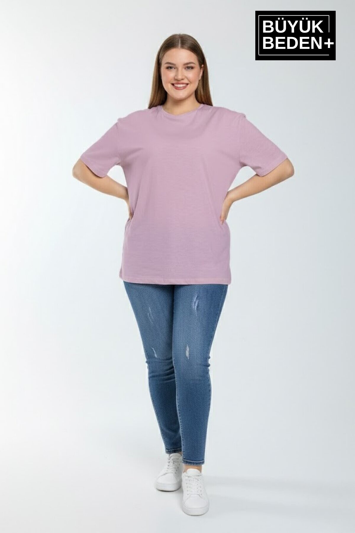 Büyük Beden Kadın Basic Tişört – Pamuklu Düz T-Shirt 3XL-6XL SPR26BTSK510