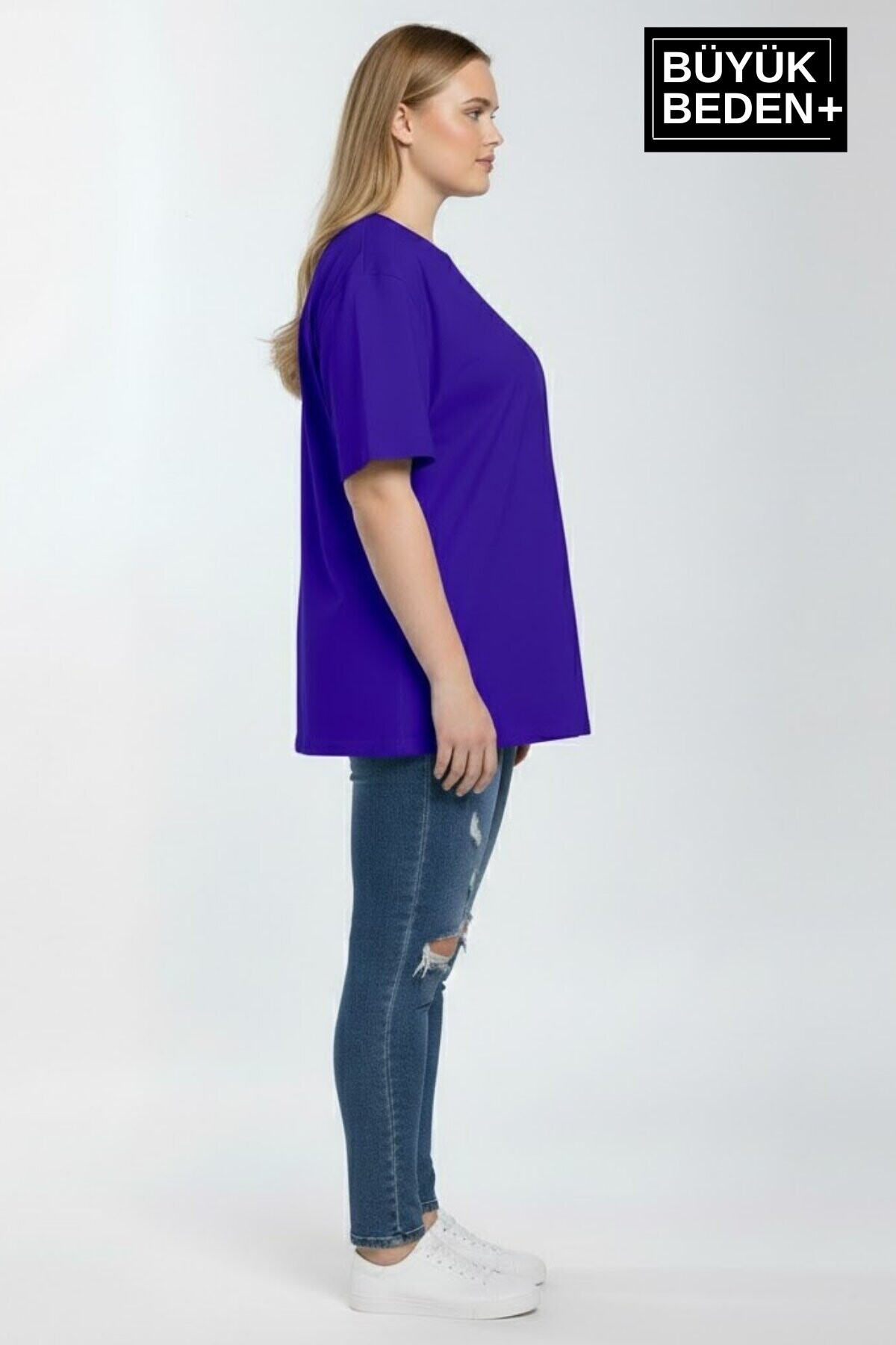Büyük Beden Kadın Basic Tişört – Pamuklu Düz T-Shirt 3XL-6XL SPR26BTSK510