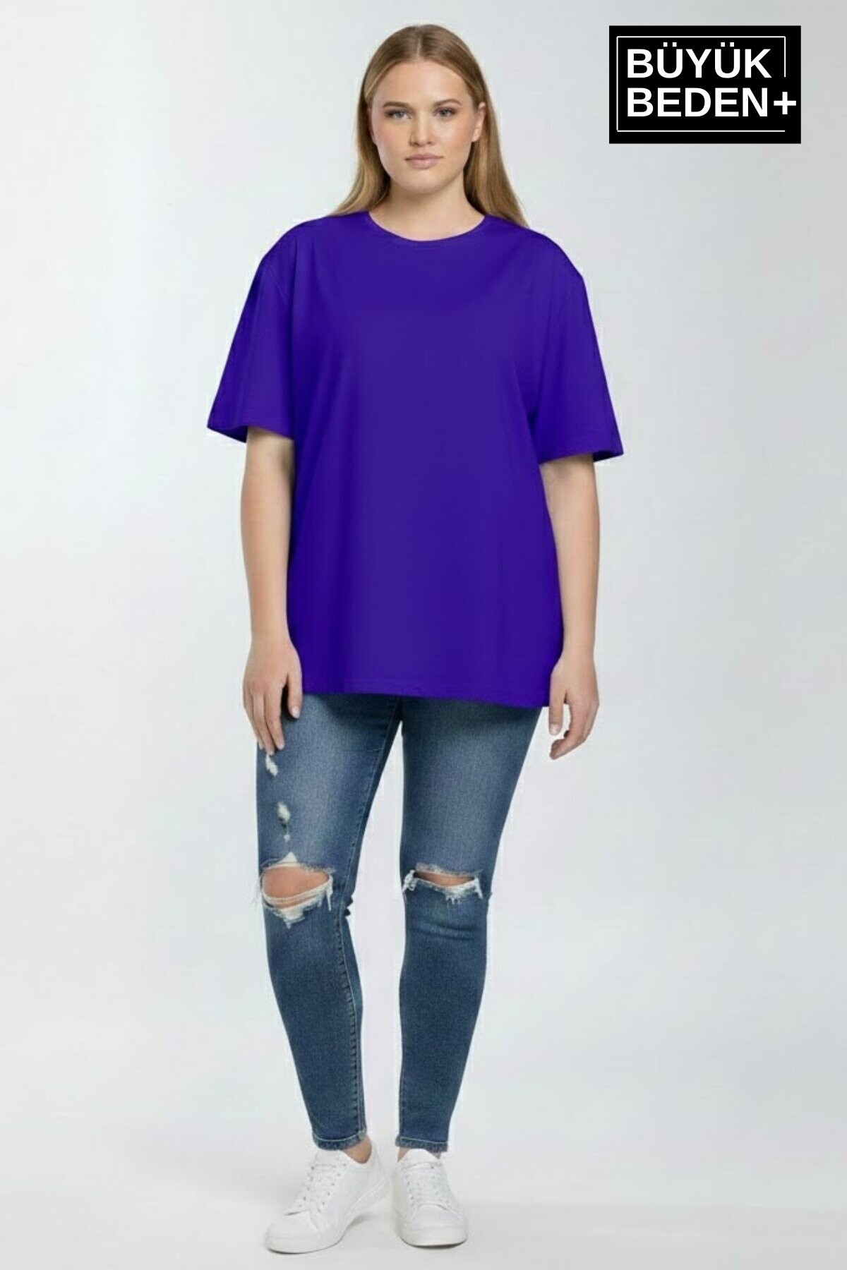 Büyük Beden Kadın Basic Tişört – Pamuklu Düz T-Shirt 3XL-6XL SPR26BTSK510