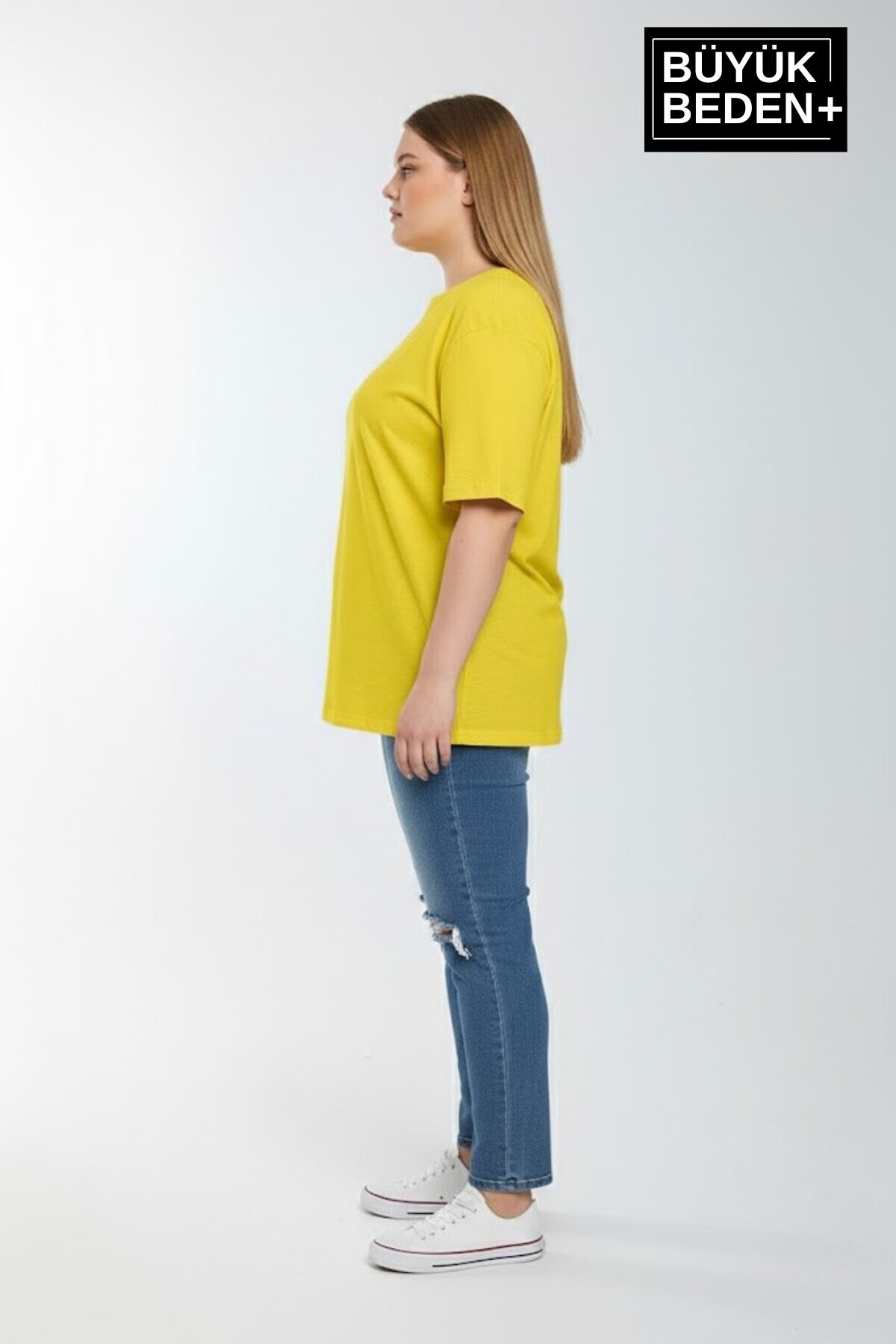 Büyük Beden Kadın Basic Tişört – Pamuklu Düz T-Shirt 3XL-6XL SPR26BTSK510