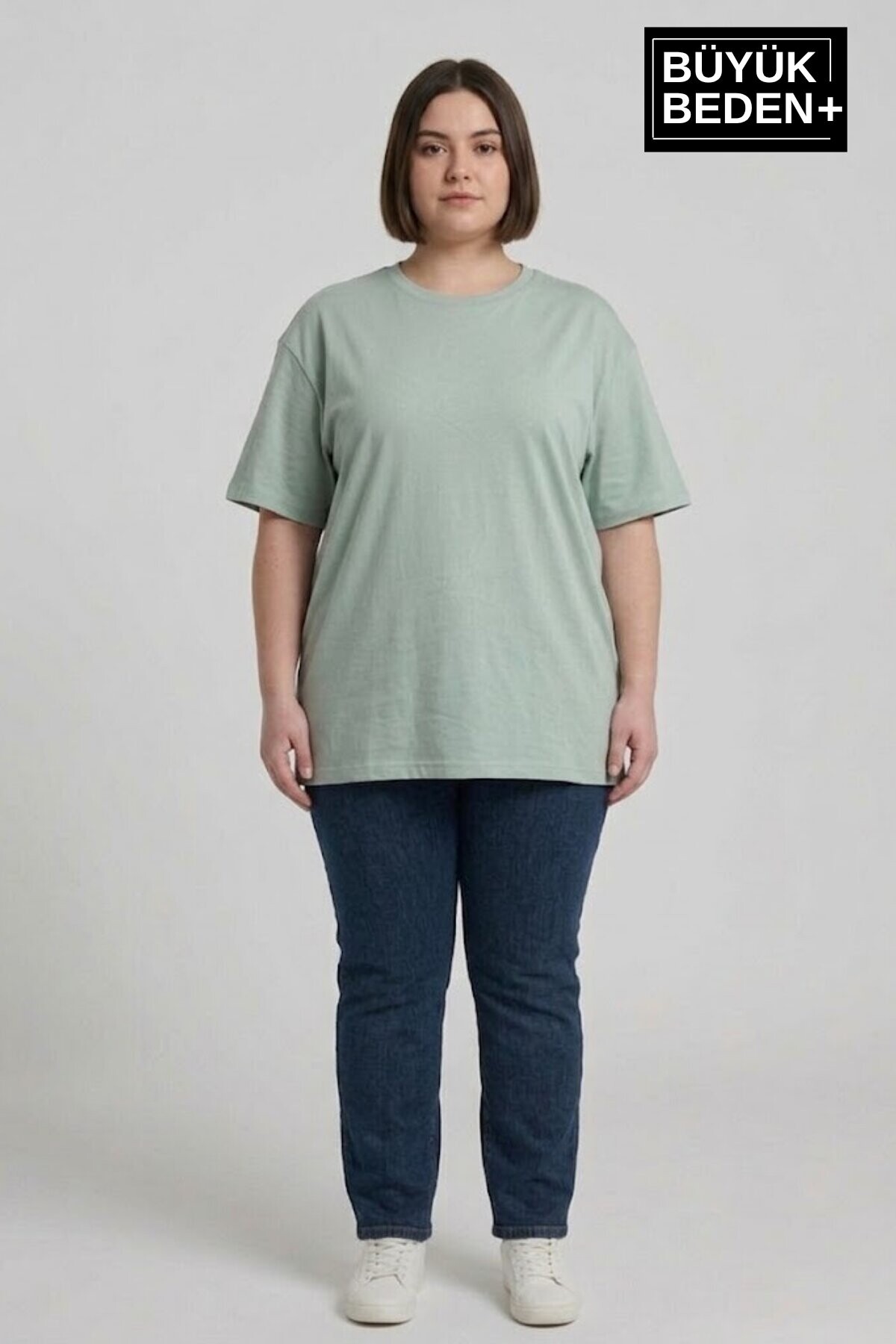 Büyük Beden Kadın Basic Tişört – Pamuklu Düz T-Shirt 3XL-6XL SPR26BTSK510