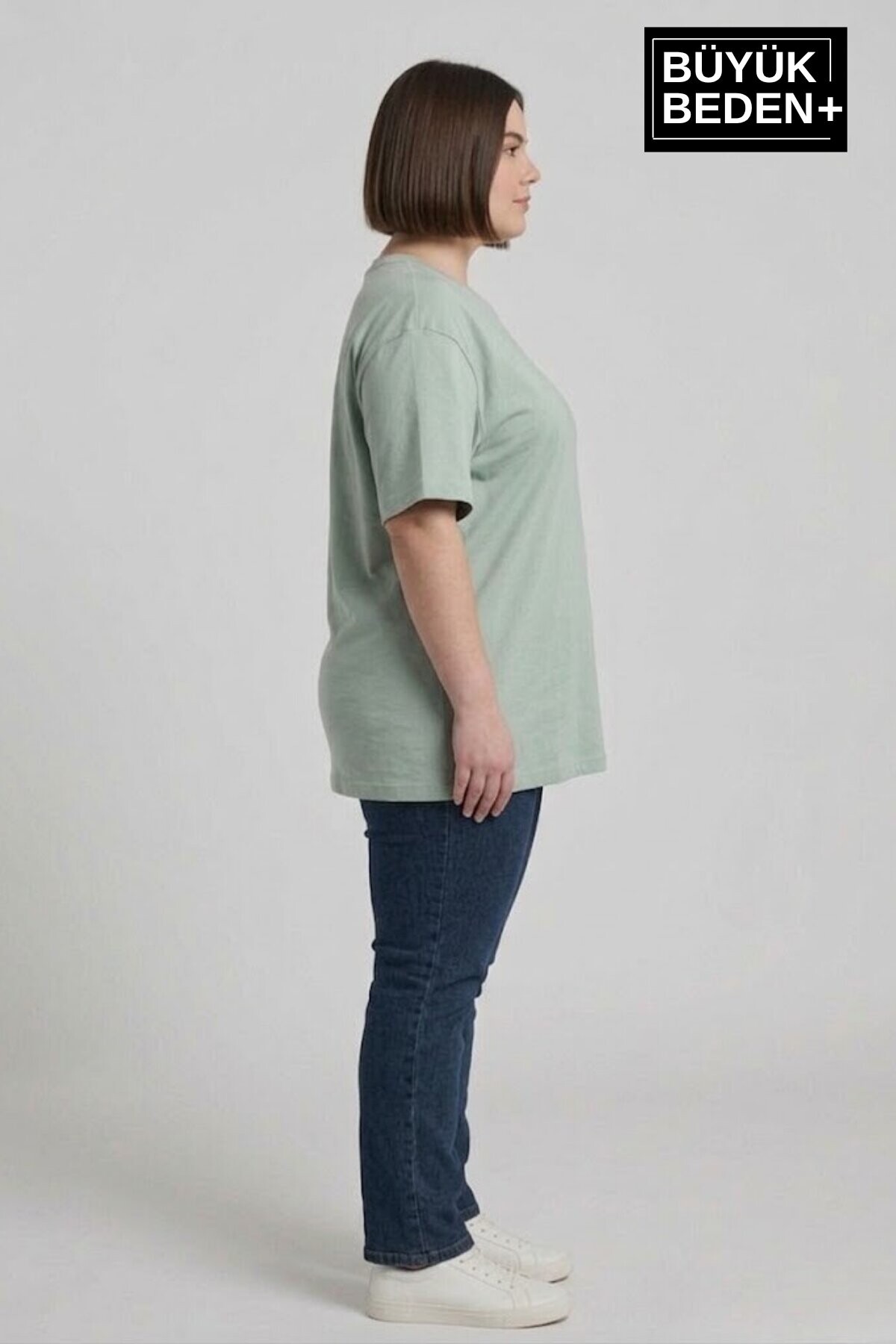 Büyük Beden Kadın Basic Tişört – Pamuklu Düz T-Shirt 3XL-6XL SPR26BTSK510