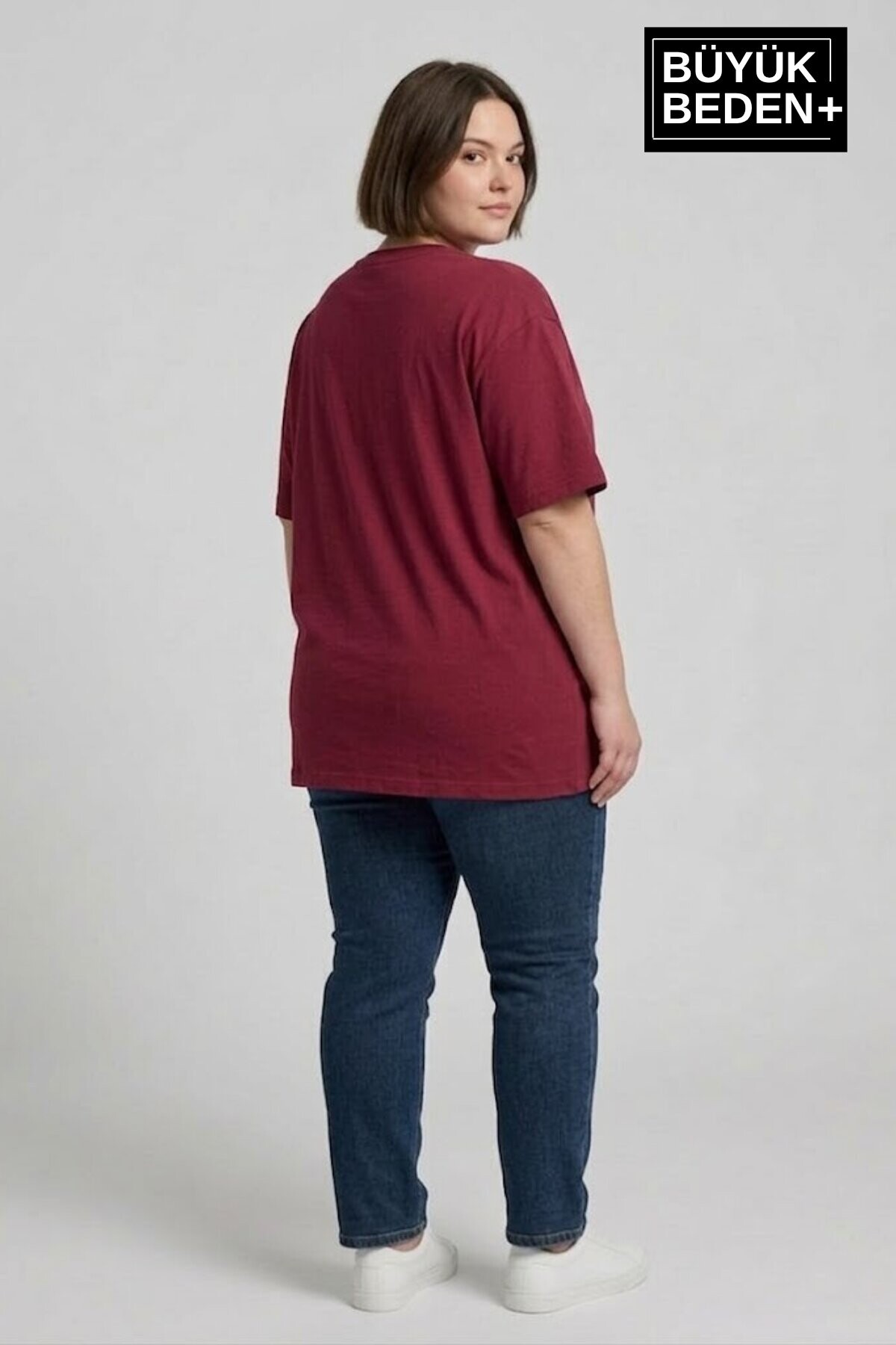 Büyük Beden Kadın Basic Tişört – Pamuklu Düz T-Shirt 3XL-6XL SPR26BTSK510
