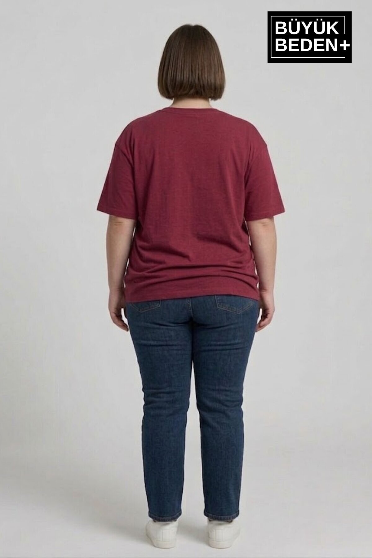 Büyük Beden Kadın Basic Tişört – Pamuklu Düz T-Shirt 3XL-6XL SPR26BTSK510