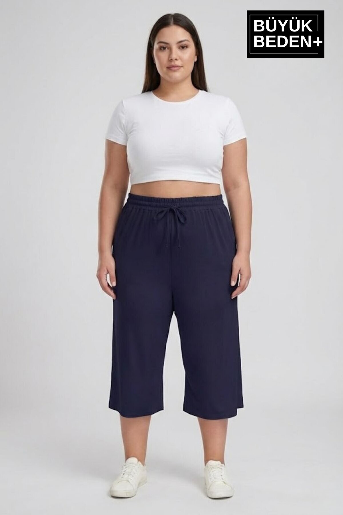 Büyük Beden Kadın İkili Set Kapri Şort Rahat Kalıp 3XL-6XL SPR26BSRK591+2