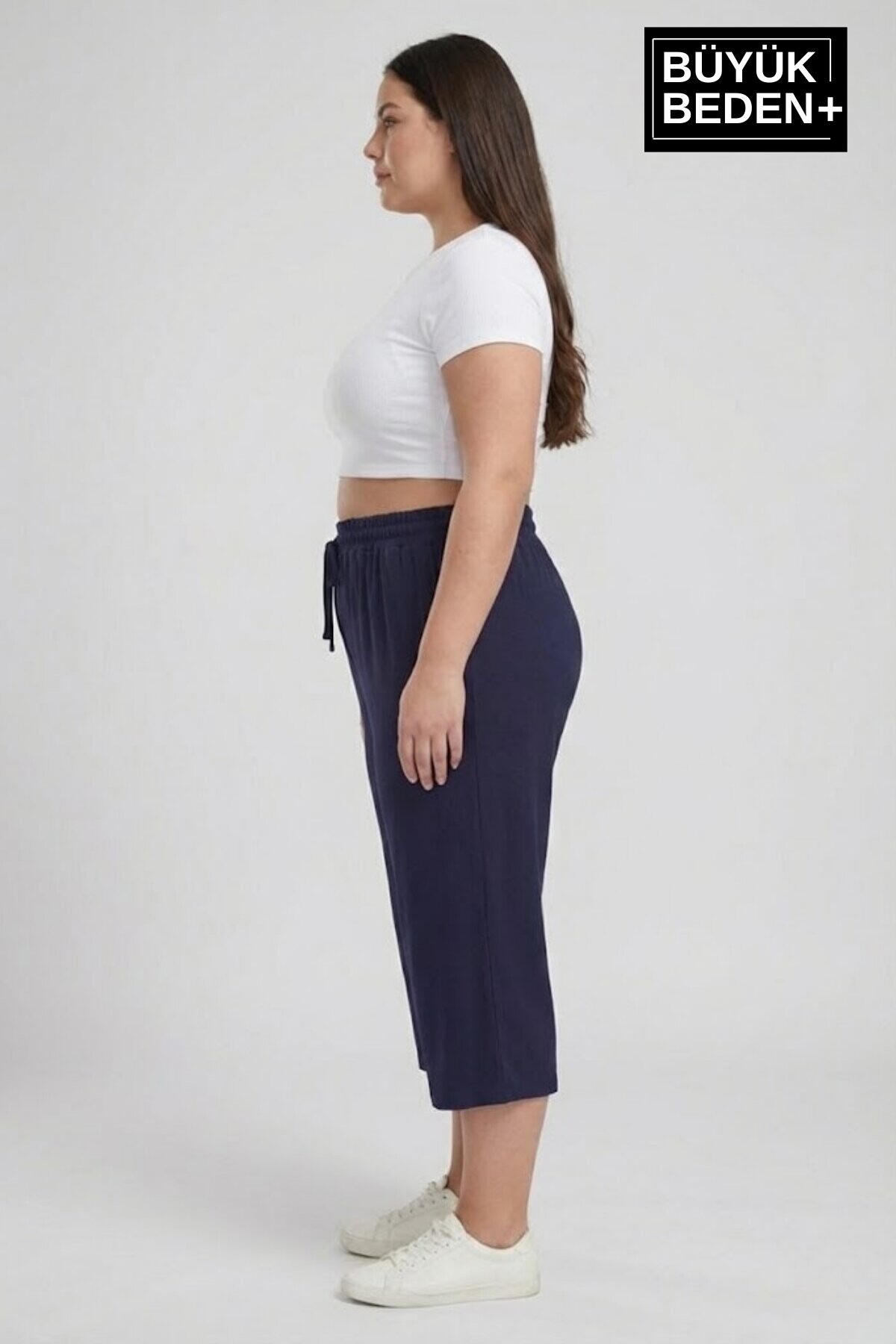 Büyük Beden Kadın İkili Set Kapri Şort Rahat Kalıp 3XL-6XL SPR26BSRK591+2