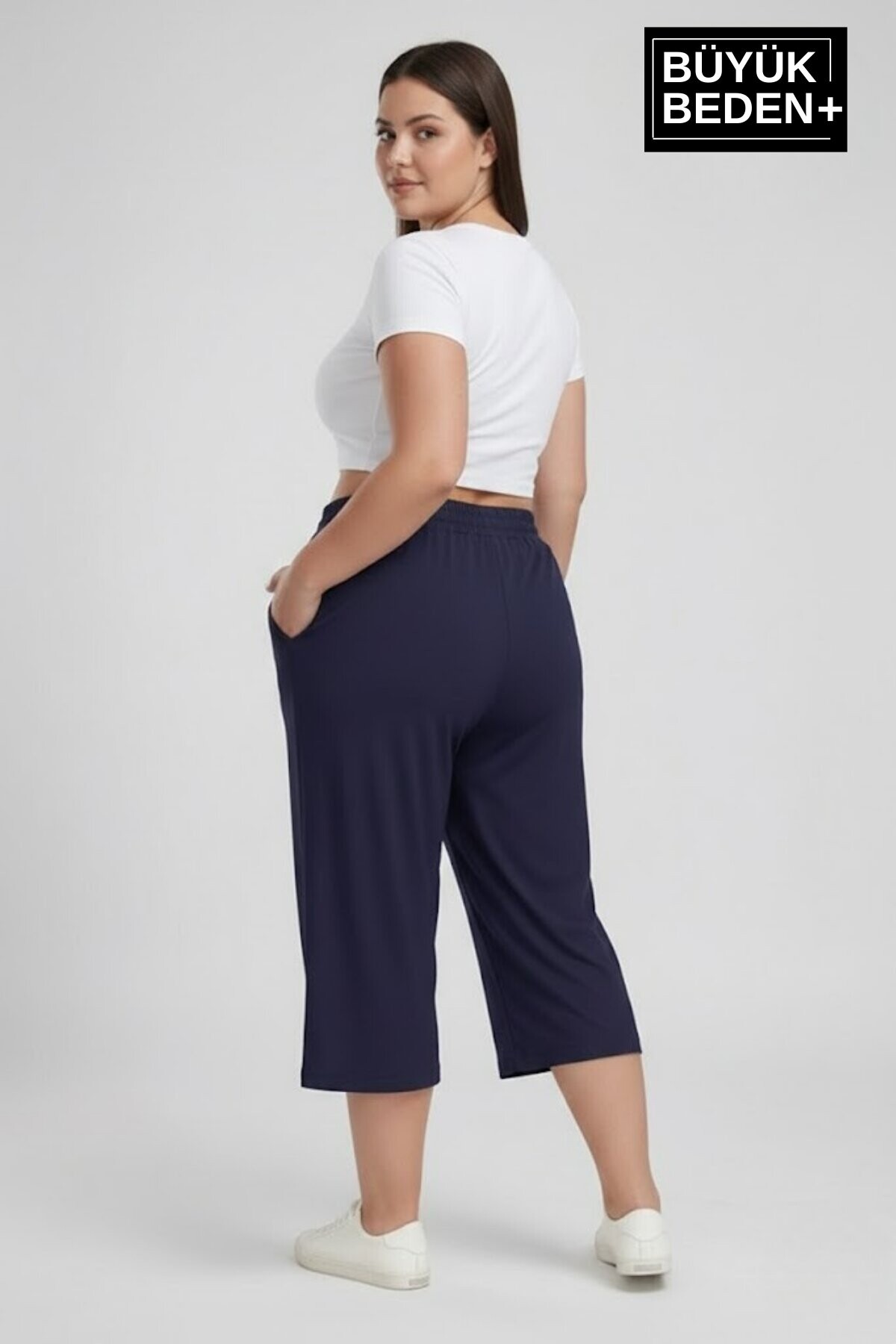 Büyük Beden Kadın İkili Set Kapri Şort Rahat Kalıp 3XL-6XL SPR26BSRK591+2
