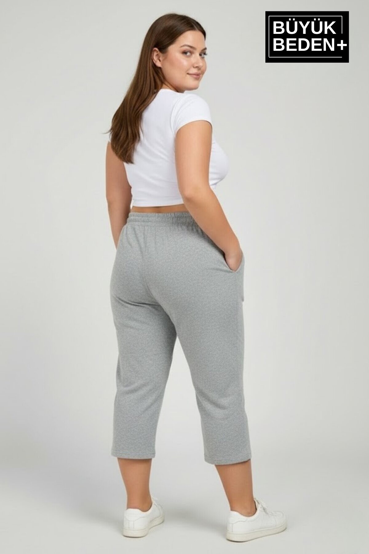 Büyük Beden Kadın İkili Set Kapri Şort Rahat Kalıp 3XL-6XL SPR26BSRK591+2
