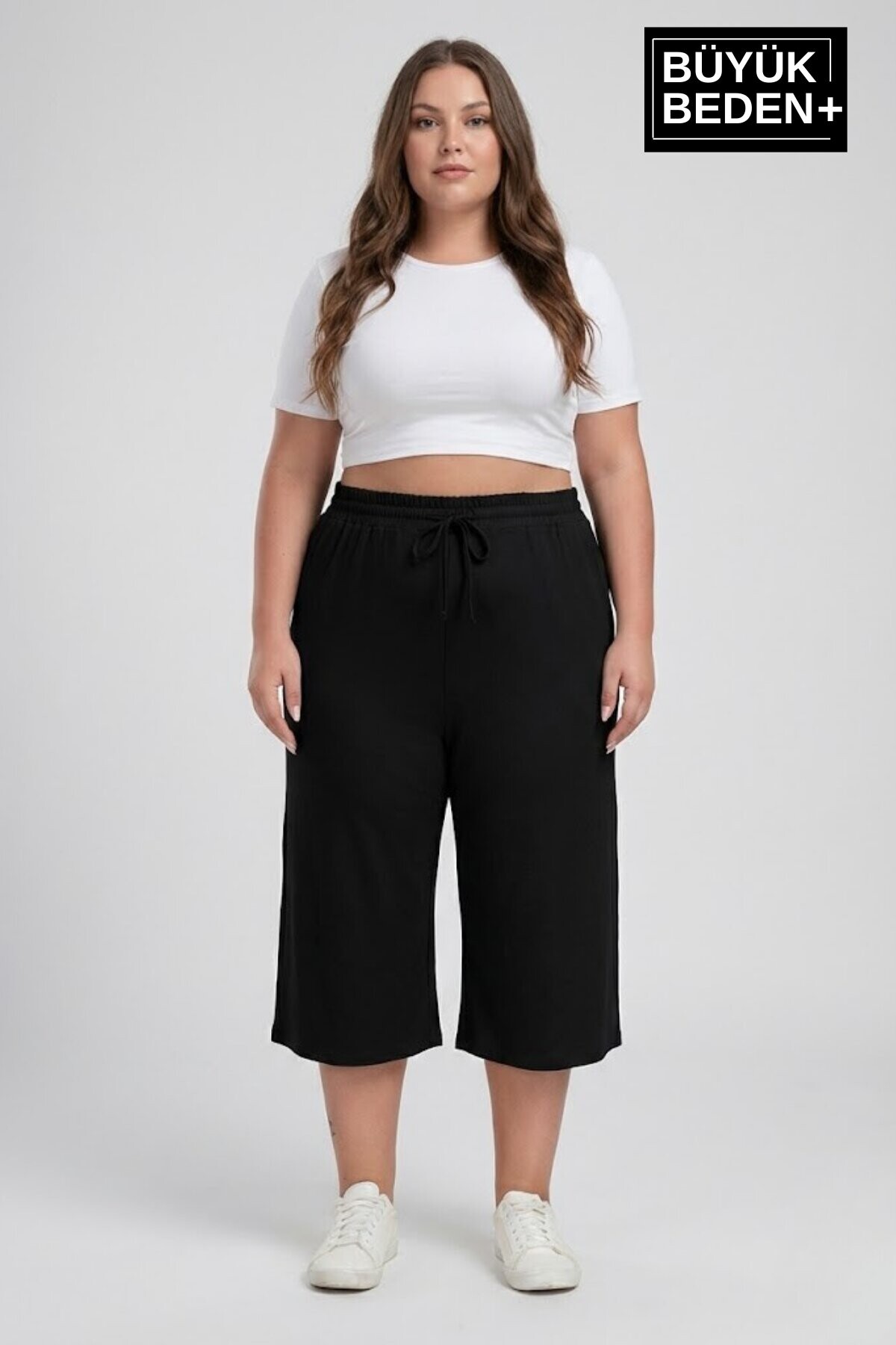 Büyük Beden Kadın İkili Set Kapri Şort Rahat Kalıp 3XL-6XL SPR26BSRK591+2
