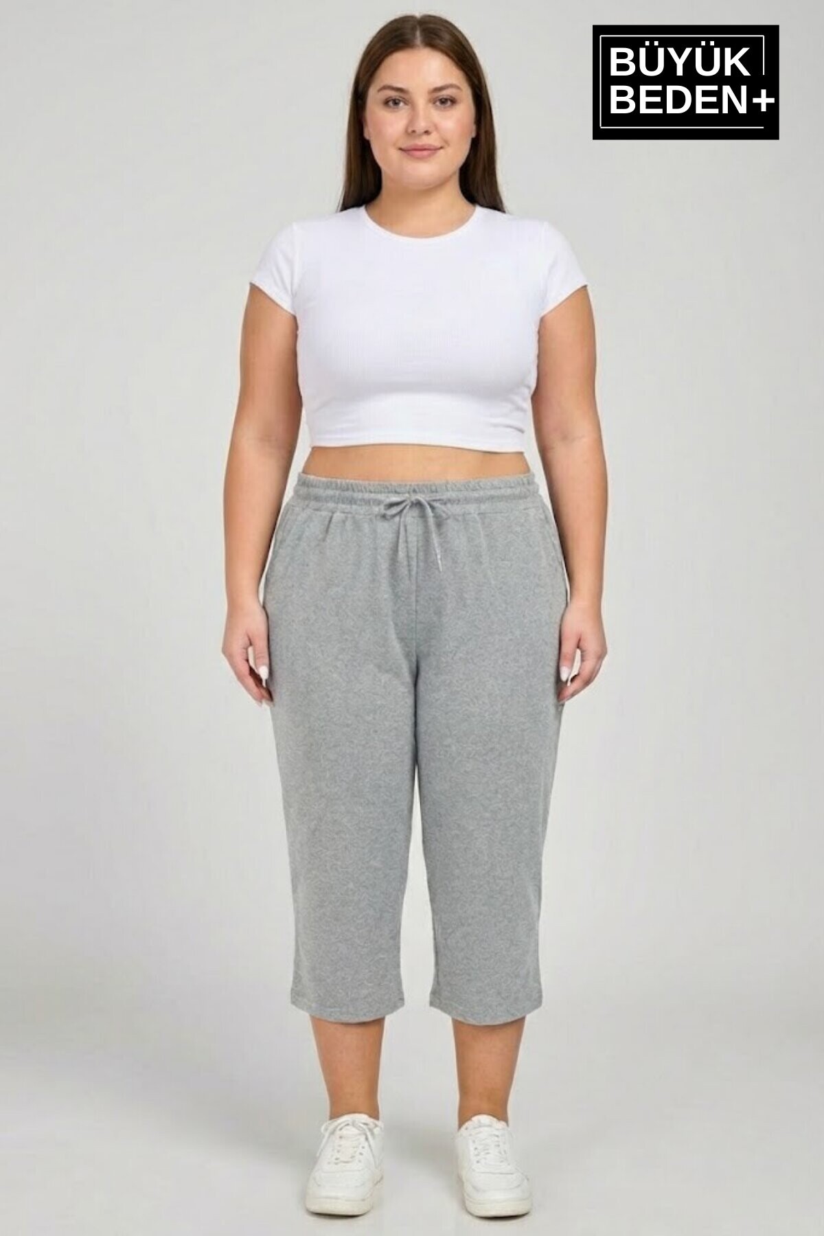 Büyük Beden Kadın İkili Set Kapri Şort Rahat Kalıp 3XL-6XL SPR26BSRK591+2