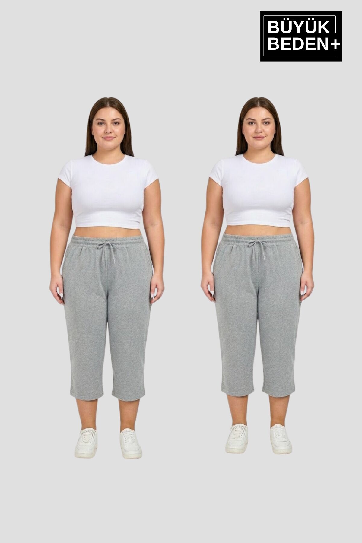 Büyük Beden Kadın İkili Set Kapri Şort Rahat Kalıp 3XL-6XL SPR26BSRK591+2