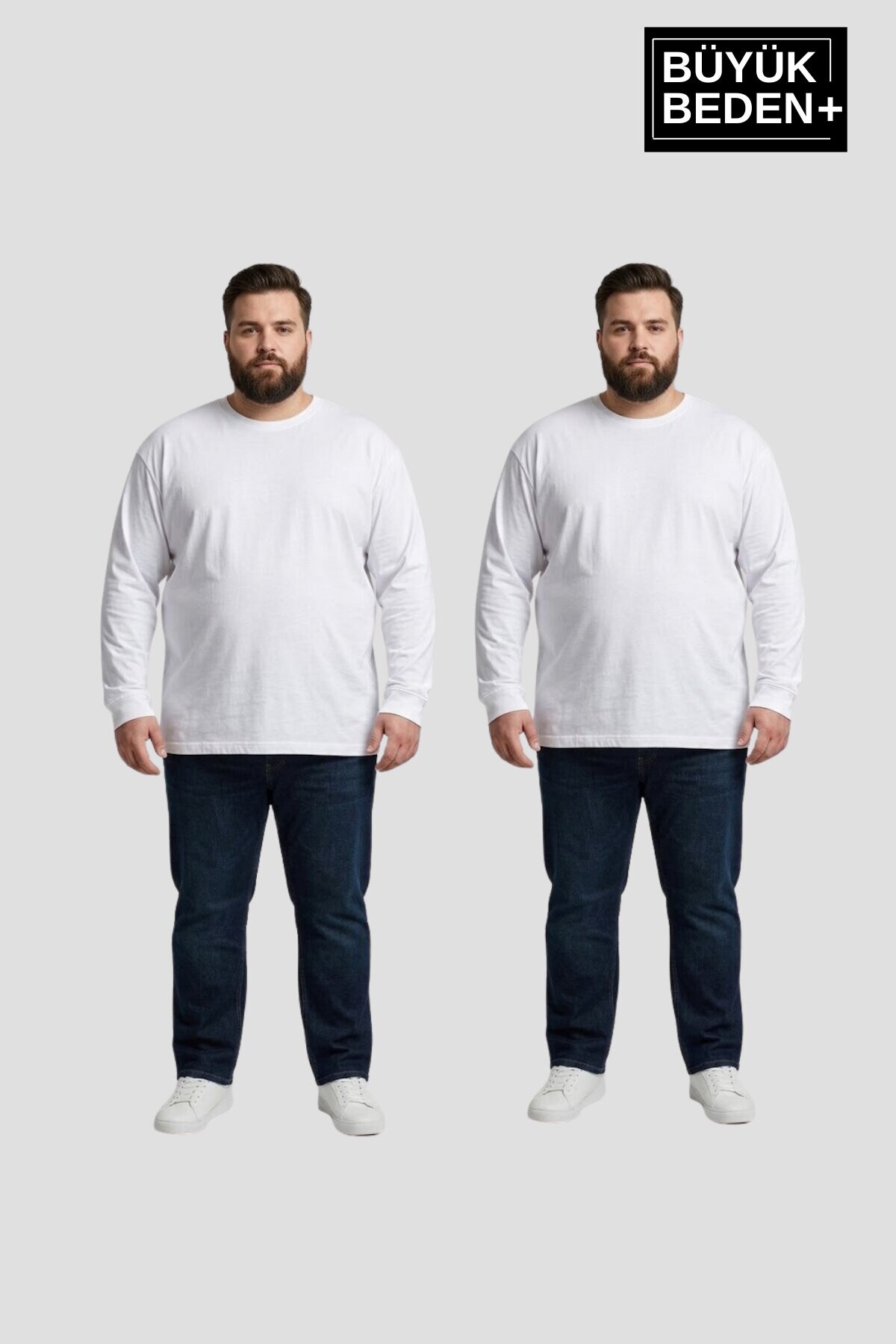 Superlife Erkek Büyük Beden 2li Set Ince Penye Bisiklet Yaka Tişört SPR26BTS942+2