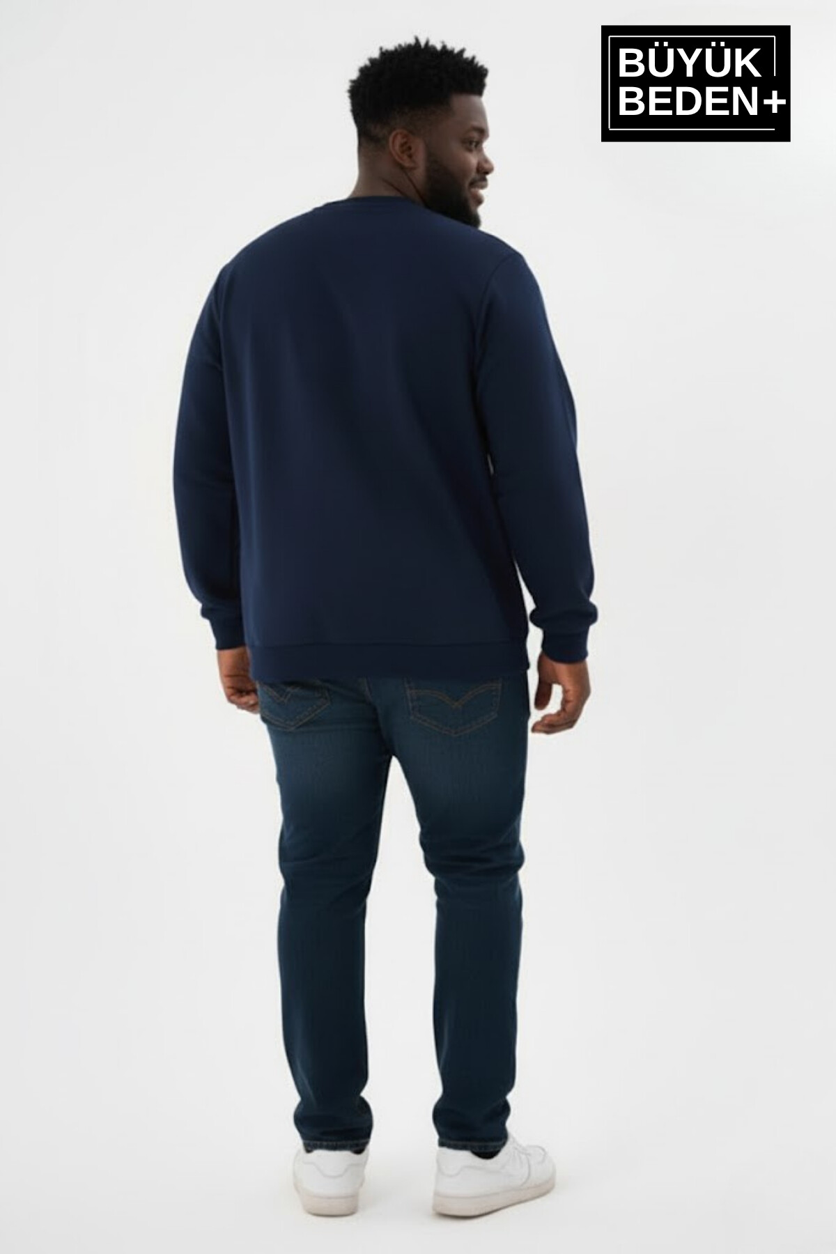 Erkek Büyük Beden A Baskılı Bisiklet Yaka ince Sweatshirt SPR26BSW956-12
