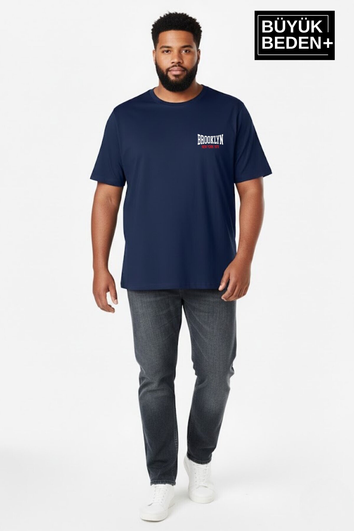 Süperlife Erkek Büyük Beden Brooklyn 1970 Baskılı 3xl-6xl Bisiklet Yaka Tshırt SPR26BTS510-03