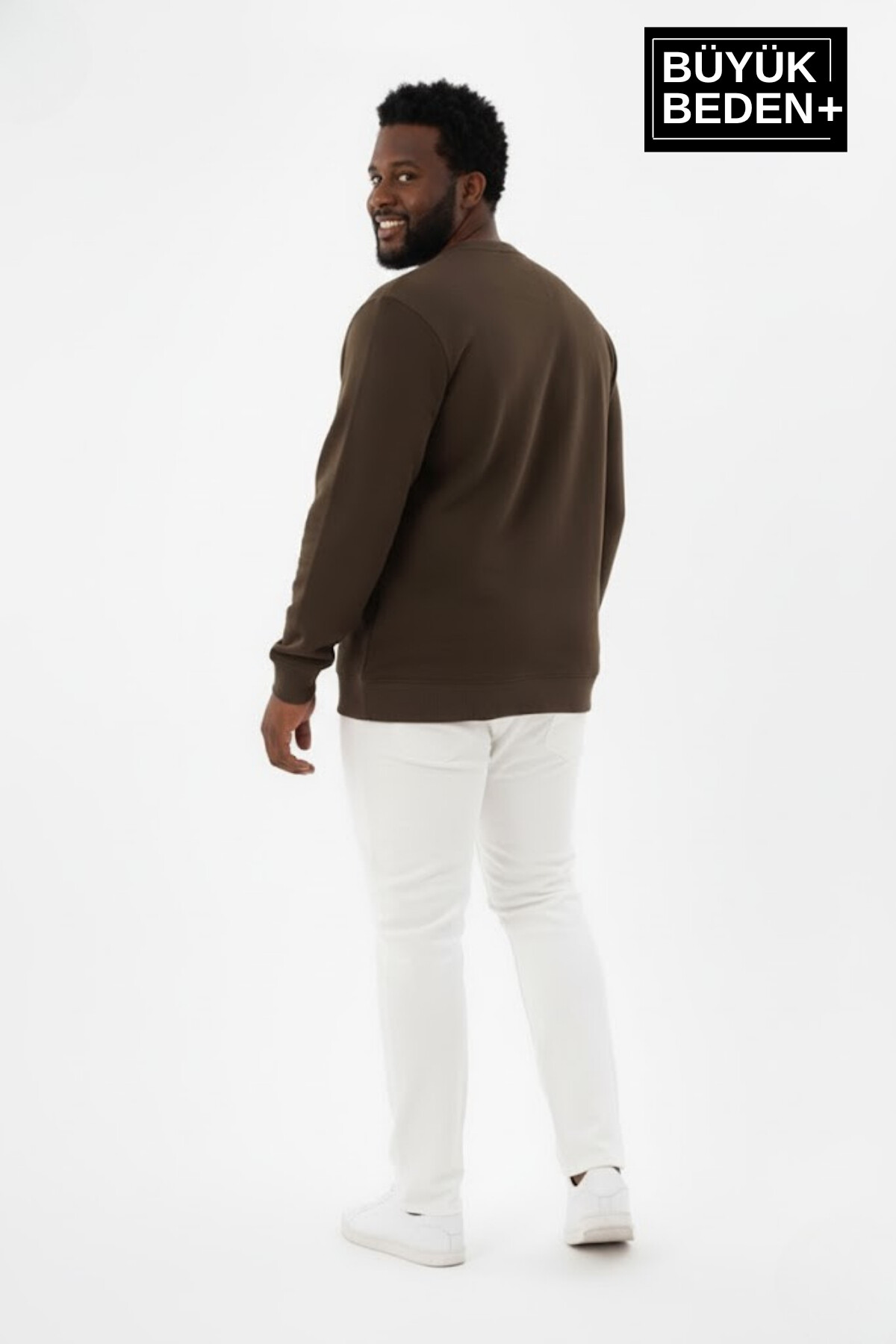 Erkek Büyük Beden M Baskılı Bisiklet Yaka ince Sweatshirt SPR26BSW956-13