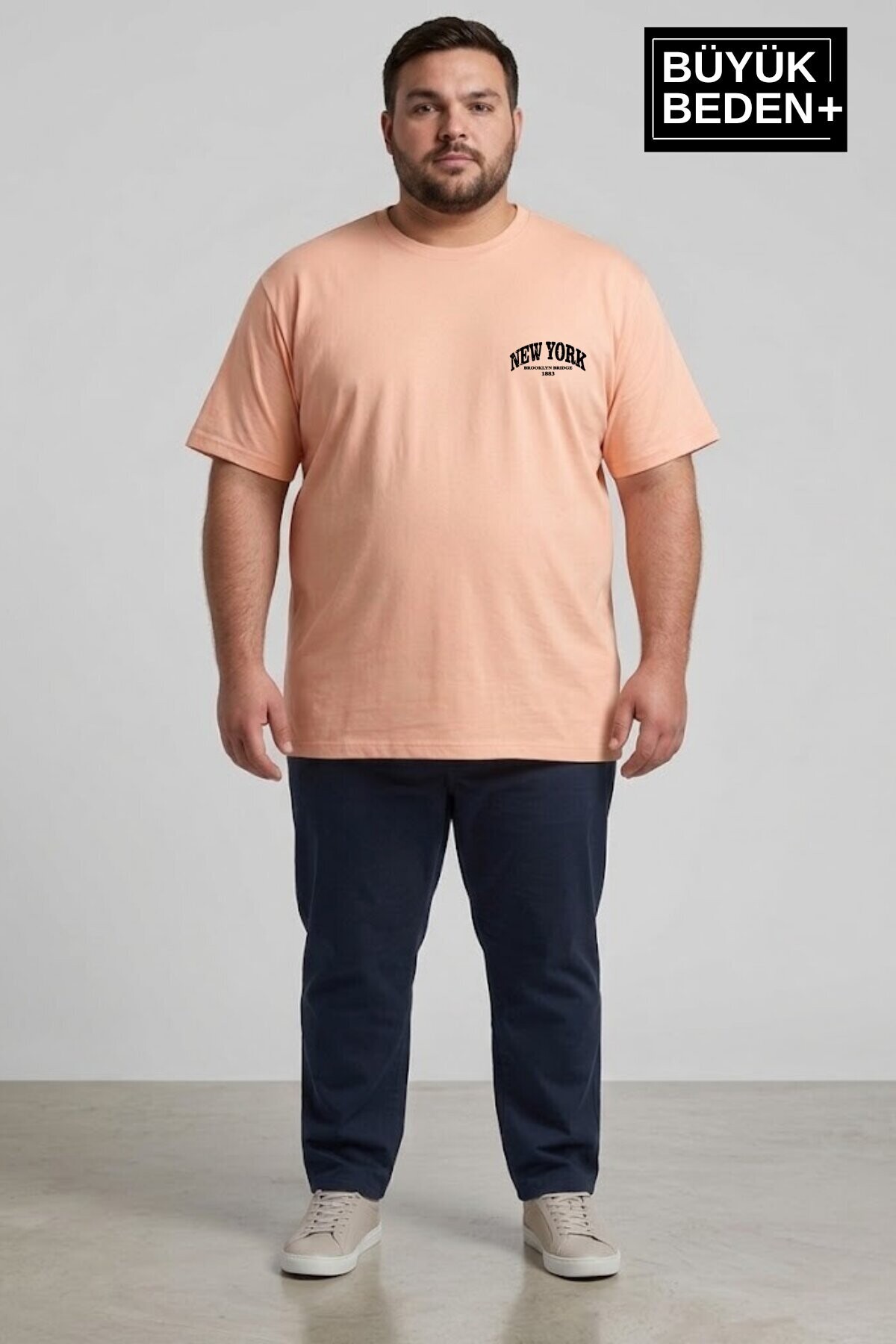  Süperlife Erkek Büyük Beden New York Baskılı 3xl-6xl Bisiklet Yaka Tshırt SPR26BTS510-05