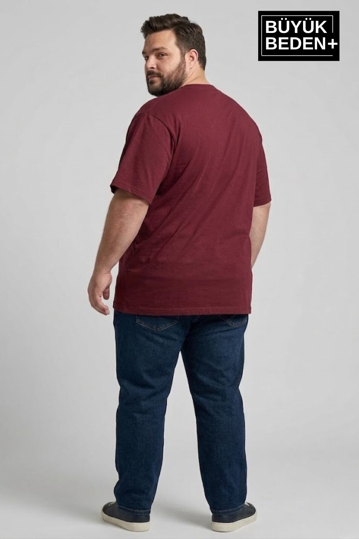 Erkek Büyük Beden Orta Brooklyn Baskılı 3xl-6xl Bisiklet Yaka Tshırt SPR26BTS510-8