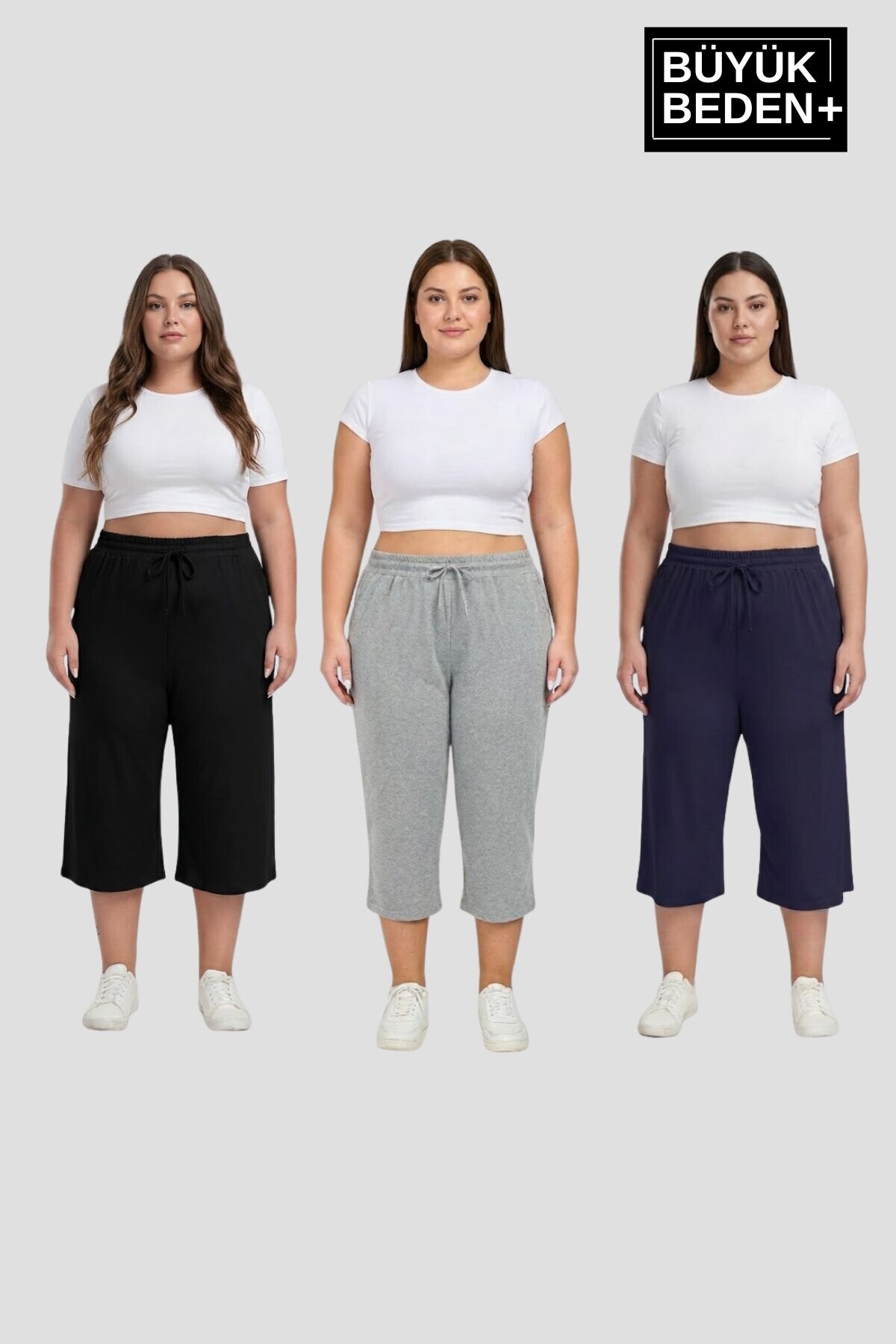 Kadın Büyük Beden 3’lü Kapri Şort Seti 3XL-6XL SPR26BSRK591+3