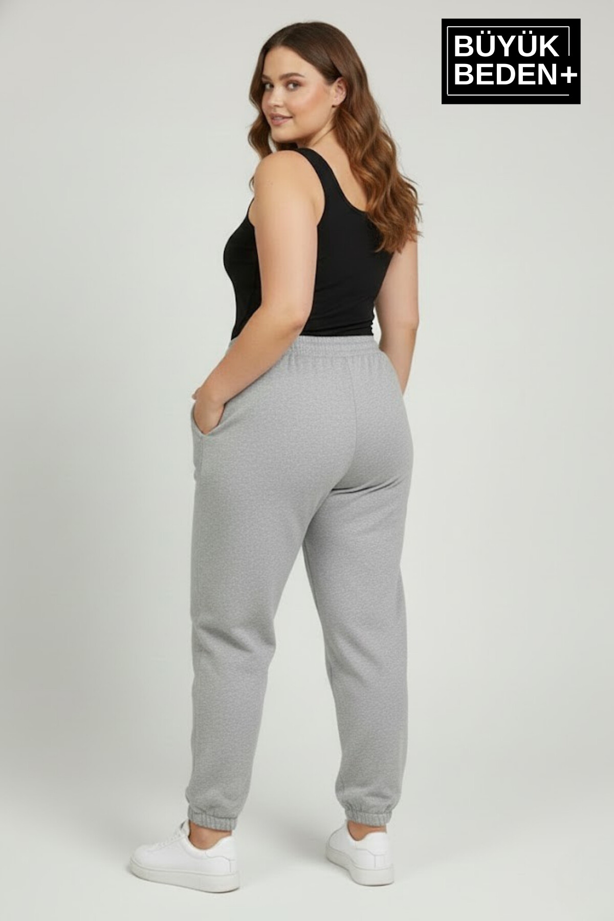 Kadın Büyük Beden BROOKLYN Baskılı Paça Lastikli  Jogger İnce Eşofman Altı  SPR26BEAK951-2