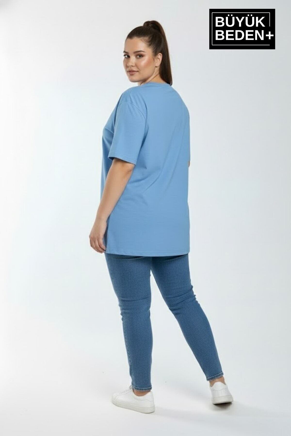 Süperlife Kadın Büyük Beden El Yazılı Brooklyn Baskılı 3xl-6xl Bisiklet Yaka Tshırt SPR25BTSK510-6
